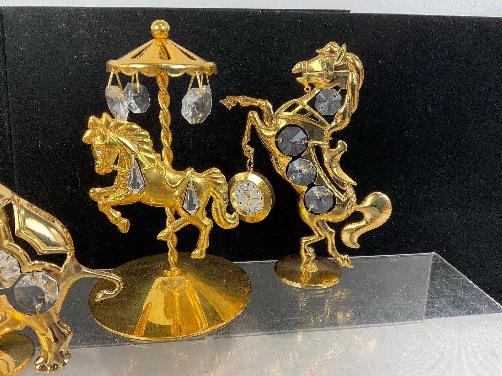 Brass & Crystal Prisms Animal Figures, Elephant, Rooster, Horse, Boot, Violin, 2 Spoontiques pieces - 5