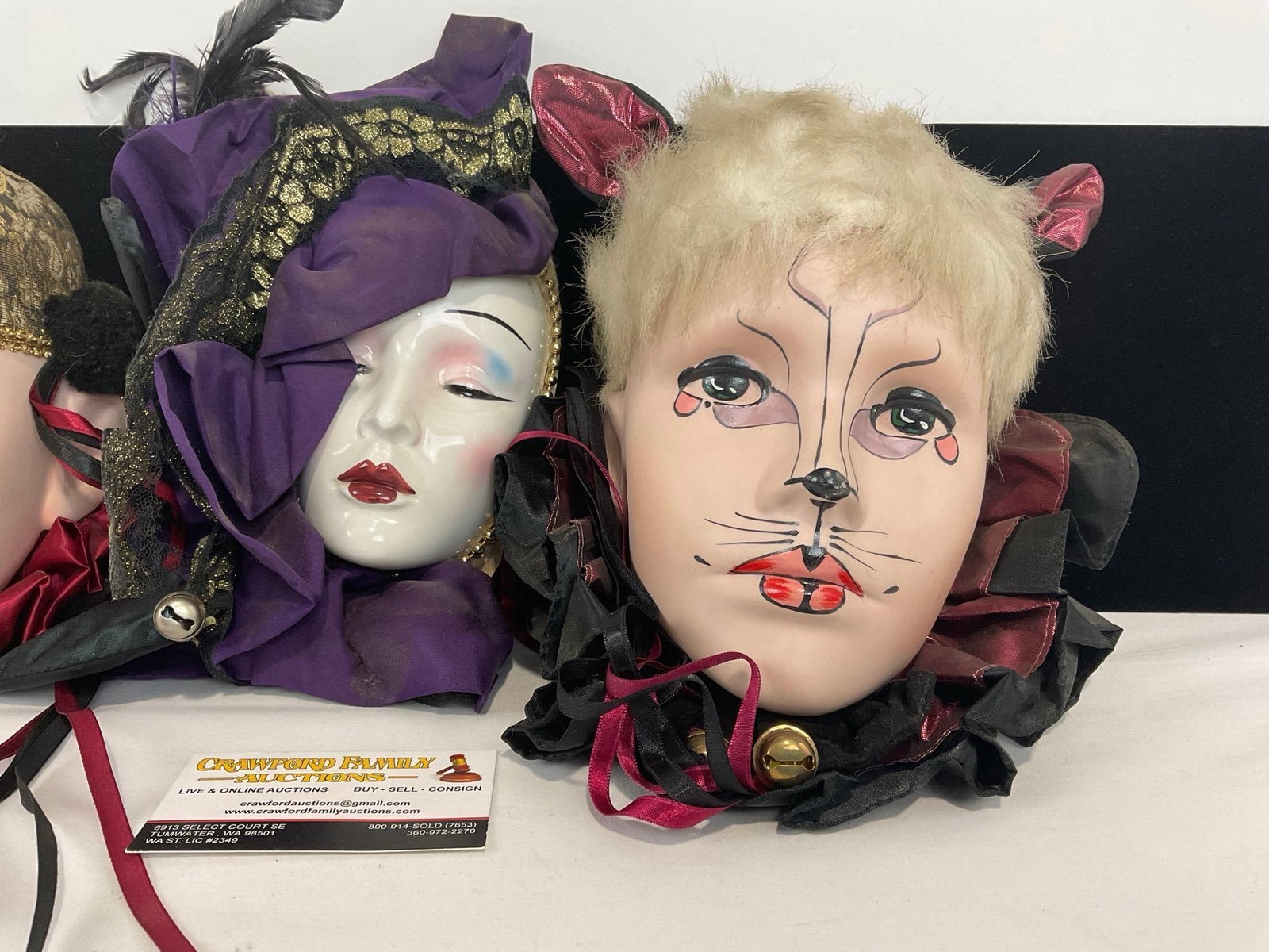 3 Mardi Gras Painted Mask Wall Hangings, Unique Design - 3