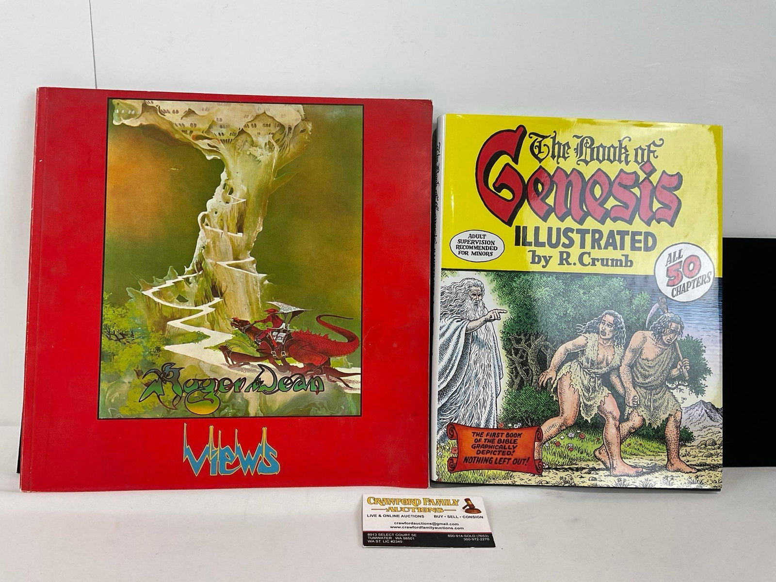 Pair of Art books, Views by Roger Dean & The Book of Genesis Illustrated by R. Crumb (1 of 7)