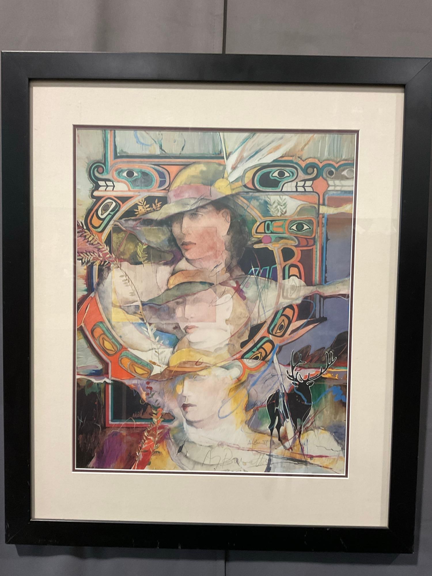 Framed Signed & #d 235/500 Litho titled Eye of the Elk by Amy Burnett PNW artist, 26h x 31w x 3d in - 2