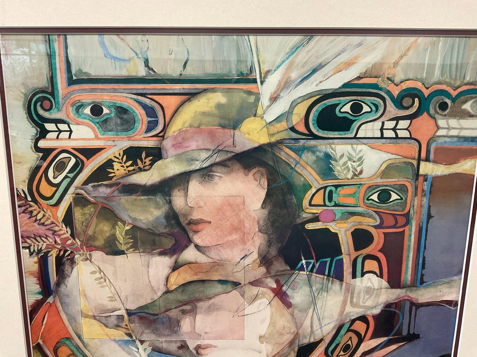 Framed Signed & #d 235/500 Litho titled Eye of the Elk by Amy Burnett PNW artist, 26h x 31w x 3d in - 3