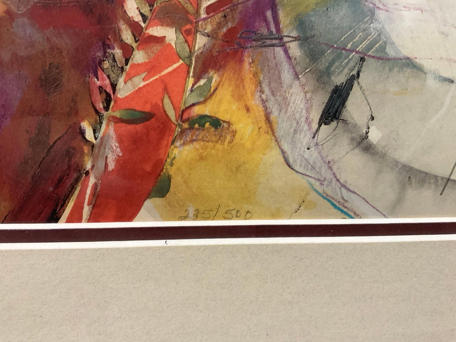 Framed Signed & #d 235/500 Litho titled Eye of the Elk by Amy Burnett PNW artist, 26h x 31w x 3d in - 7