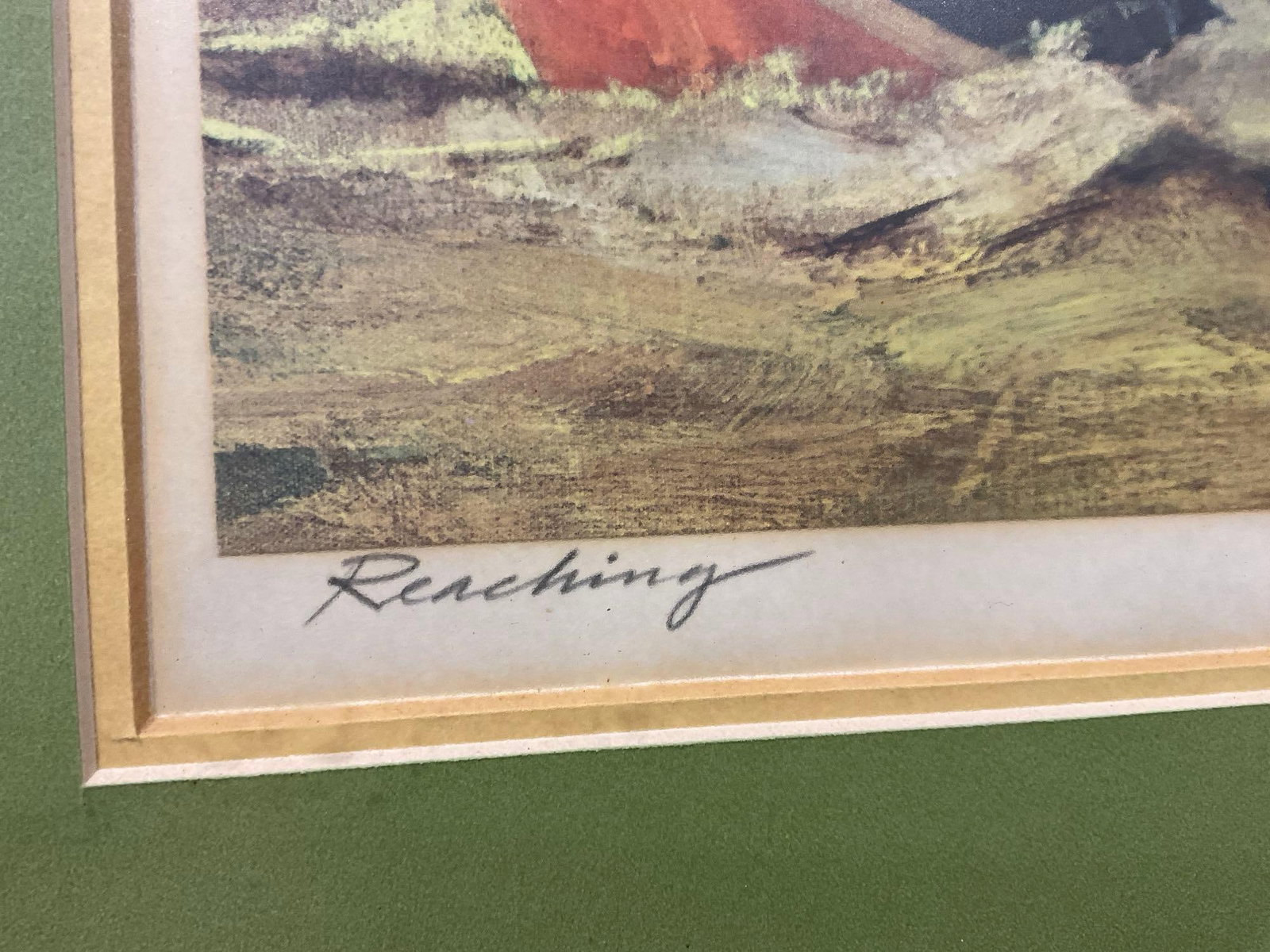 Framed Signed Litho titled Reaching by Marshal Johnson, 21h x 24w x 3d inches - 3