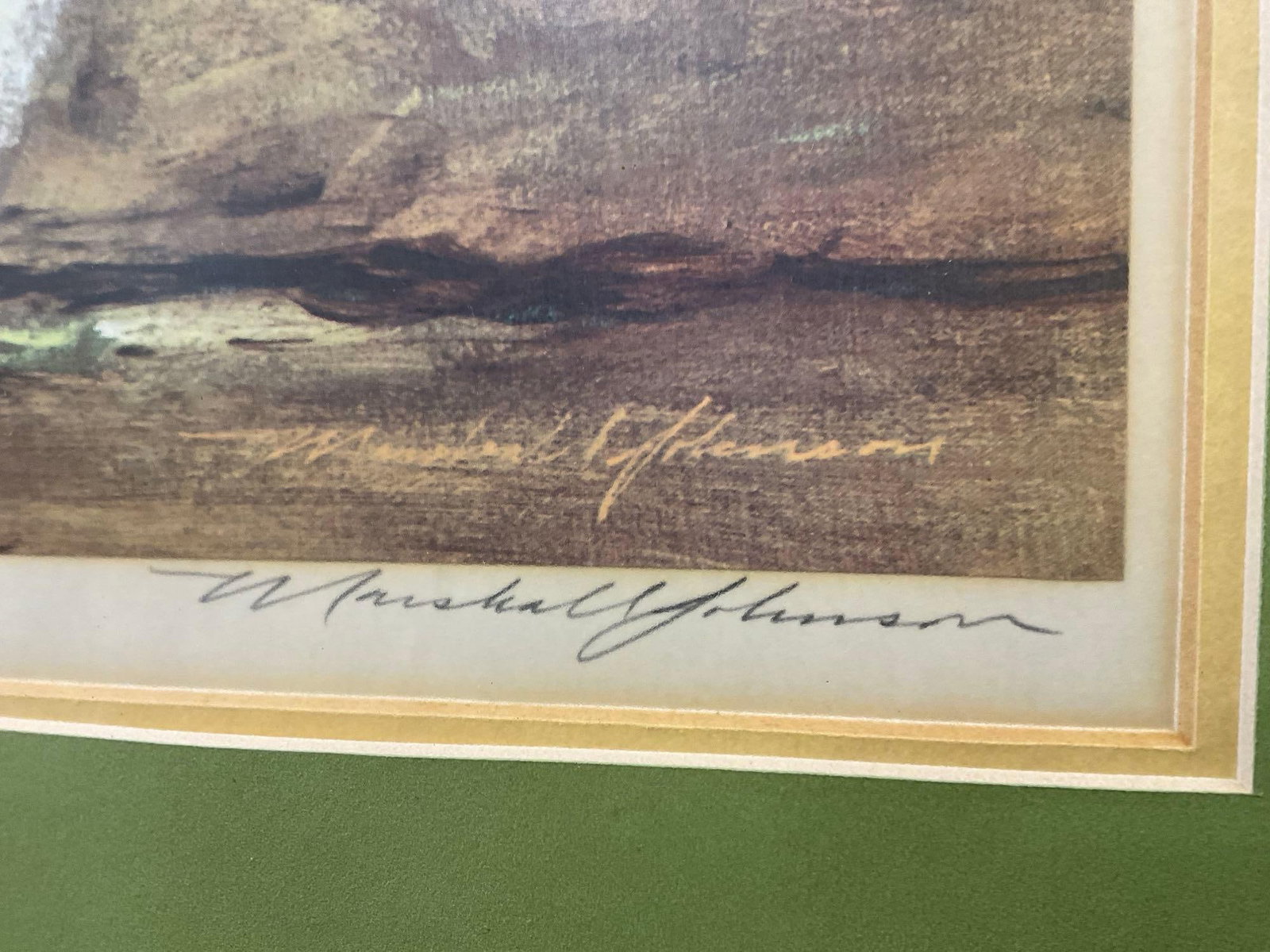 Framed Signed Litho titled Reaching by Marshal Johnson, 21h x 24w x 3d inches - 4