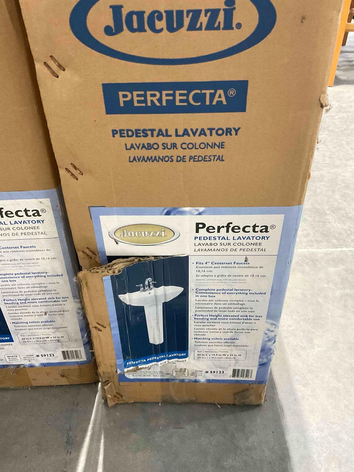 Jacuzzi Perfecta White China Pedestal Lavatory Sink in Original Box. Good Condition. See pics. - 5