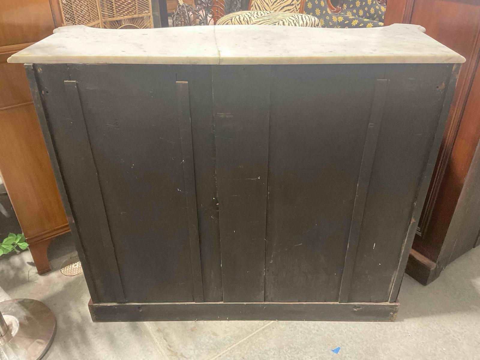 Antique Mahogany? Sideboard Credenza w/ Grey Marble Top, 2 Drawers & Cupboard. See pics. - 6