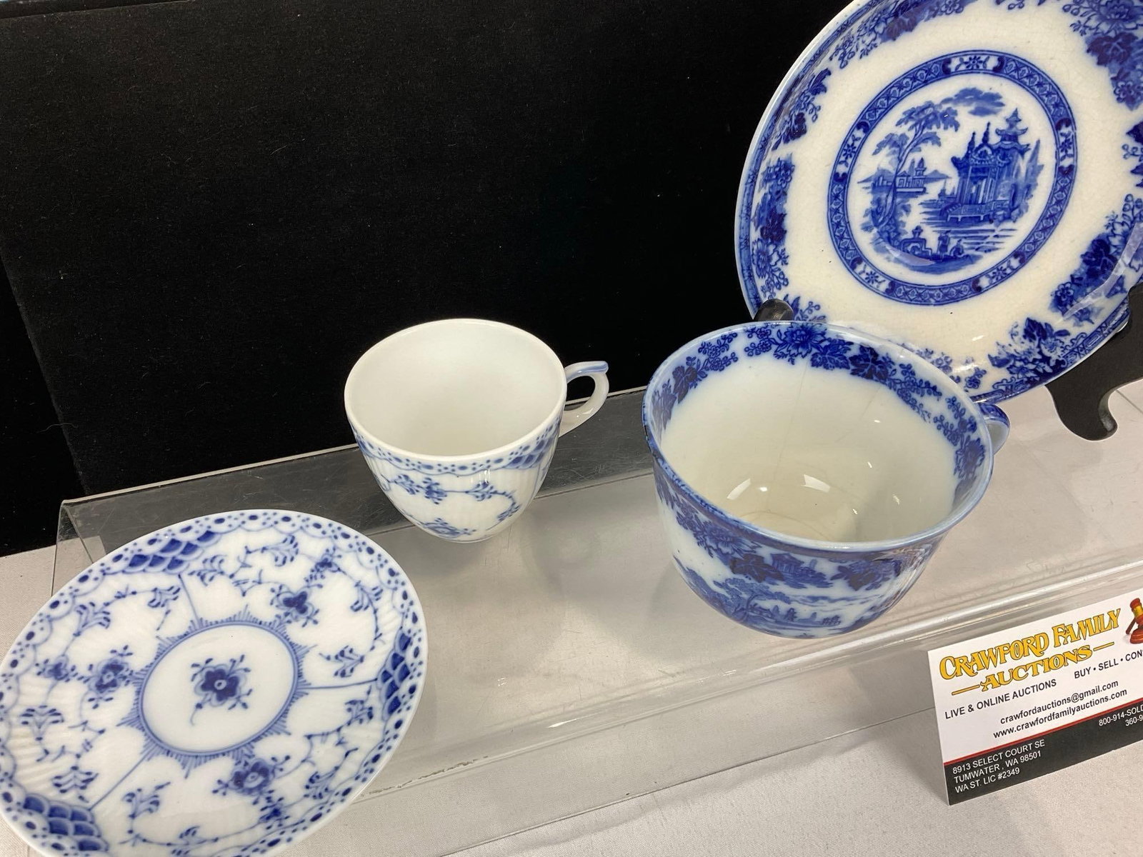 2 Cup & Saucers, Royal Copenhagen Demitasse Size & Royal Doulton full size, 5h x 6w x 6d inches - 2
