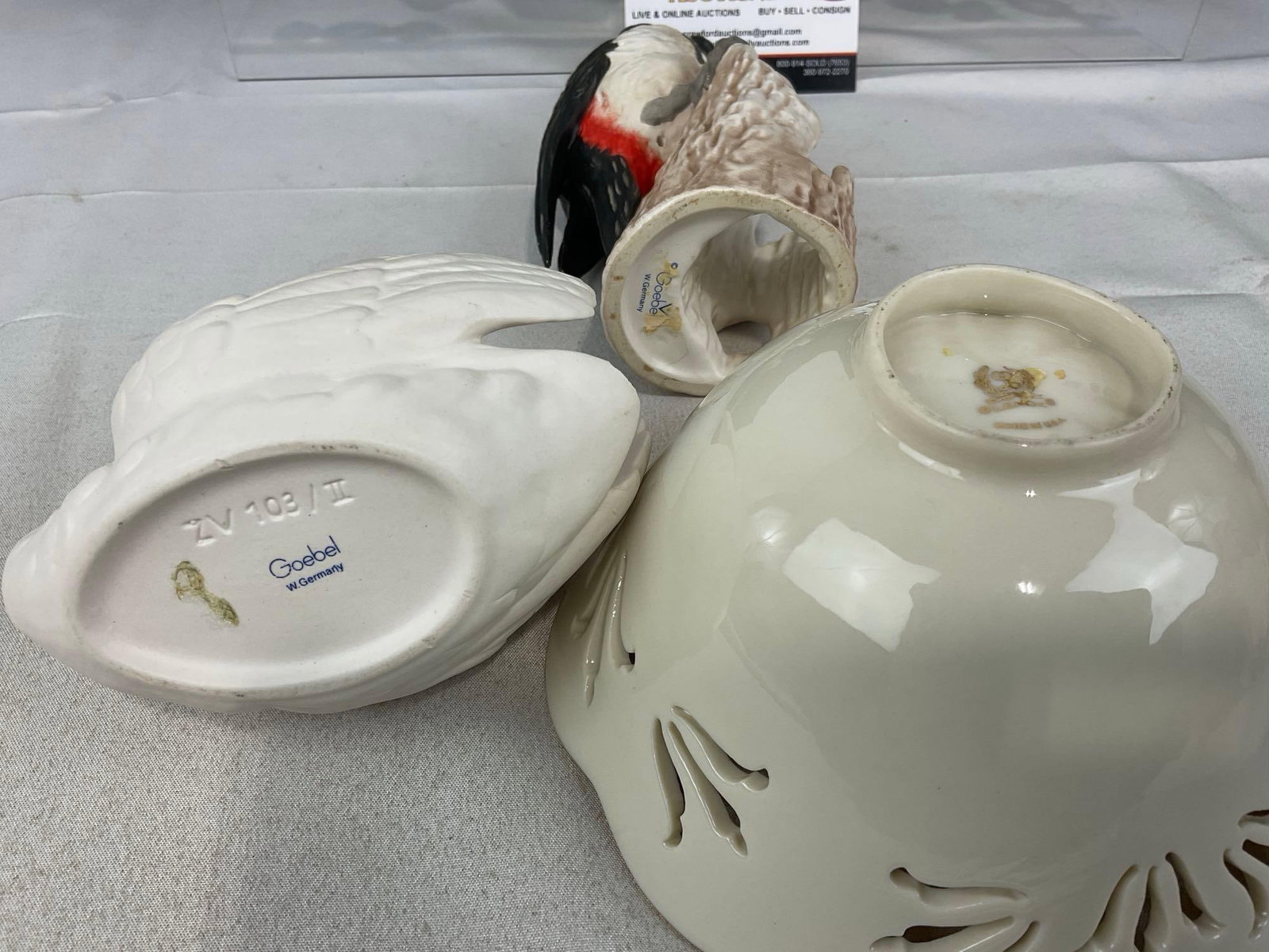 Goebel Great Spotted Woodpeck & Swan Figures, Lenox Bowl, & Glass Candy pieces & more - 5