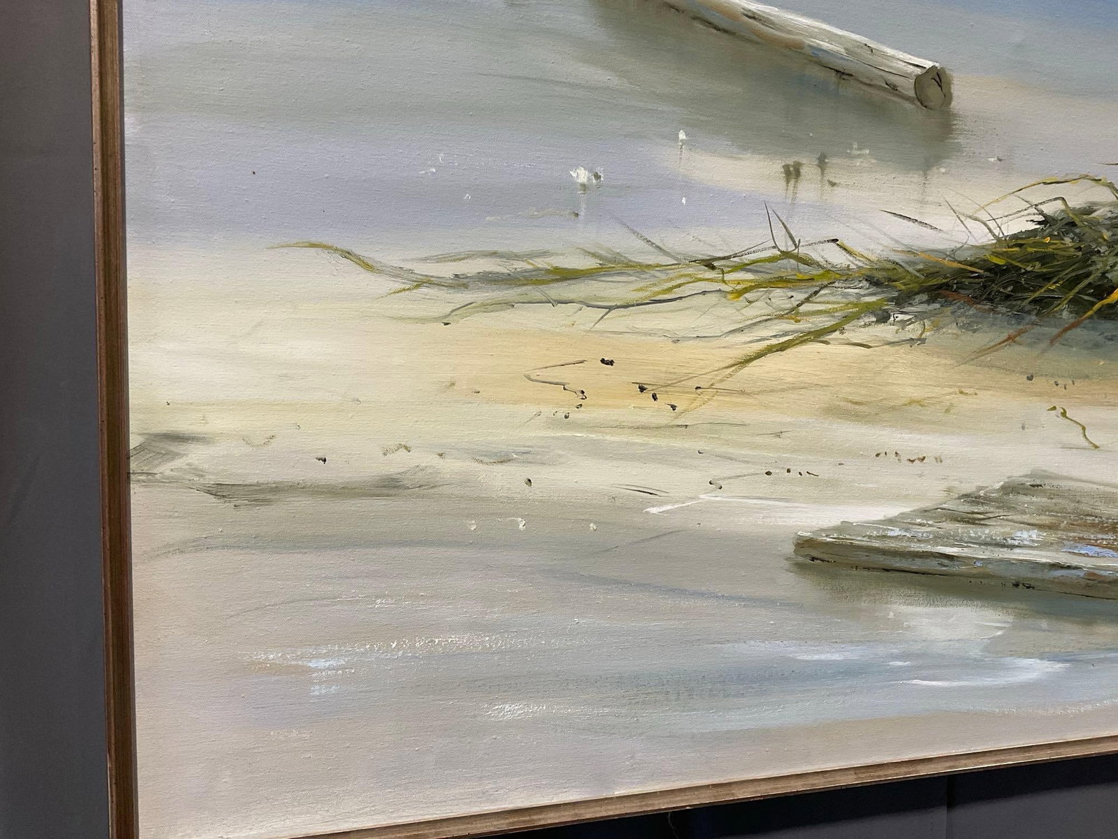 Framed Large Oil on Canvas, Beach Scene by James Eichelberger, 26h x 50w x 3d inches - 2