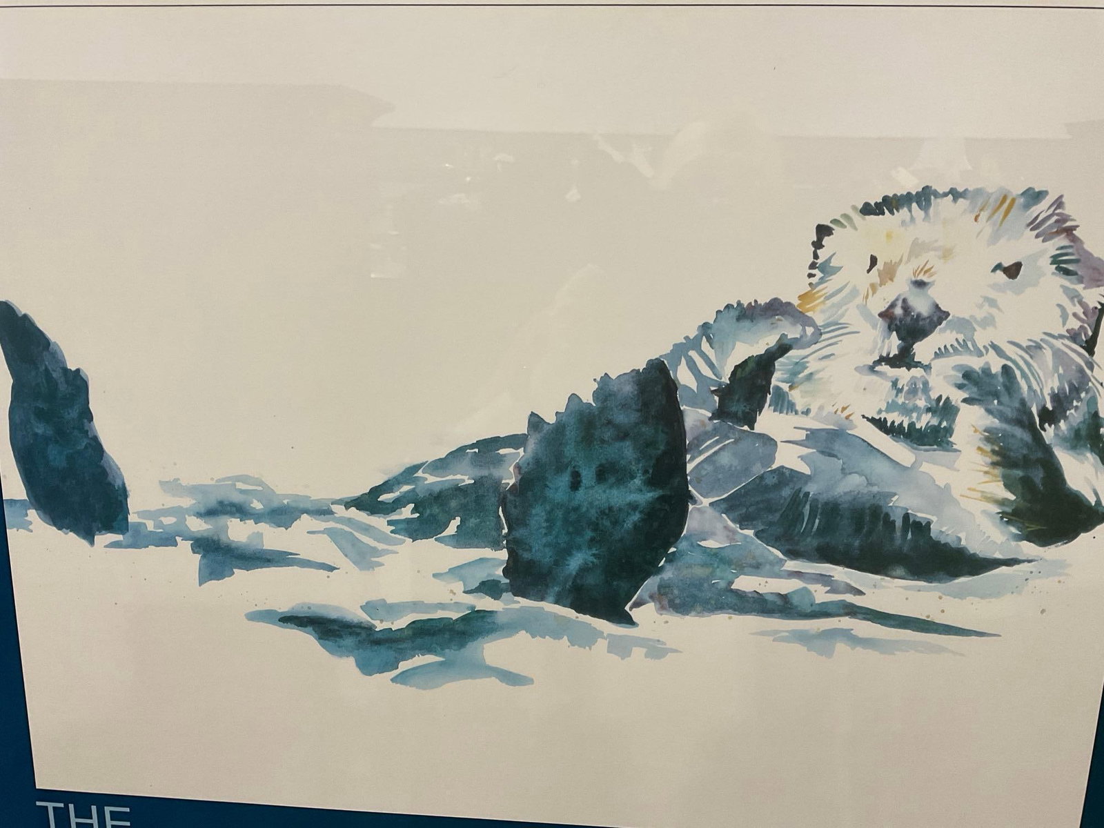 Framed Otter Gallery Print, Richard Pettit for The Cousteau Society, 25h x 31w x 2d inches - 2