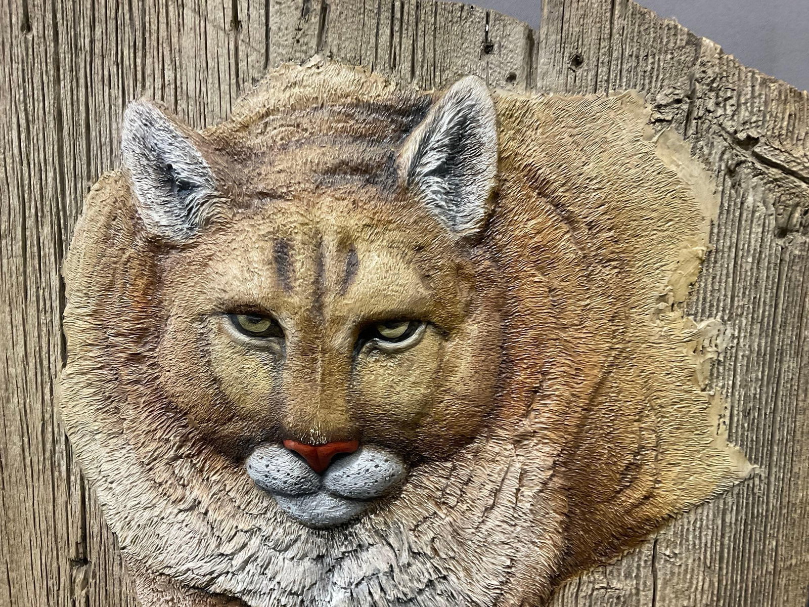 Resin 3d Art Wall Hanging signed & #d 372/1000 titled Cougar by G Turner, 1997, 25h x 19w x 4d inch - 2