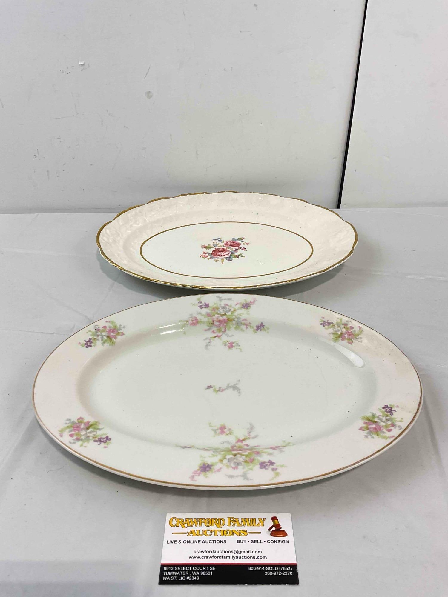 2 pcs Vintage Oval Ceramic Serving Platter Trays, incl. Pope-Gosser & Jackson. Very Good Cond. (1 of 8)