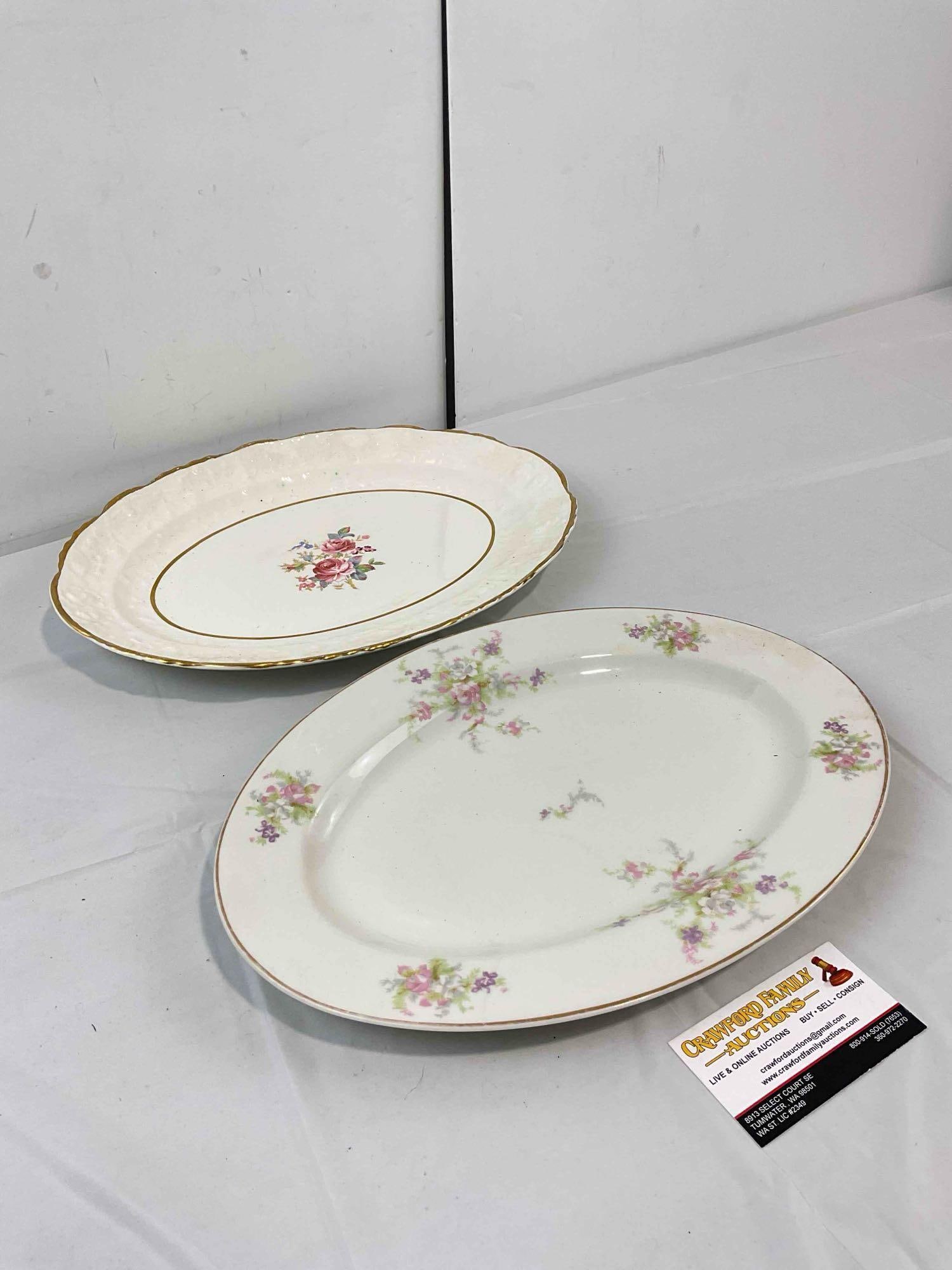 2 pcs Vintage Oval Ceramic Serving Platter Trays, incl. Pope-Gosser & Jackson. Very Good Cond. - 3