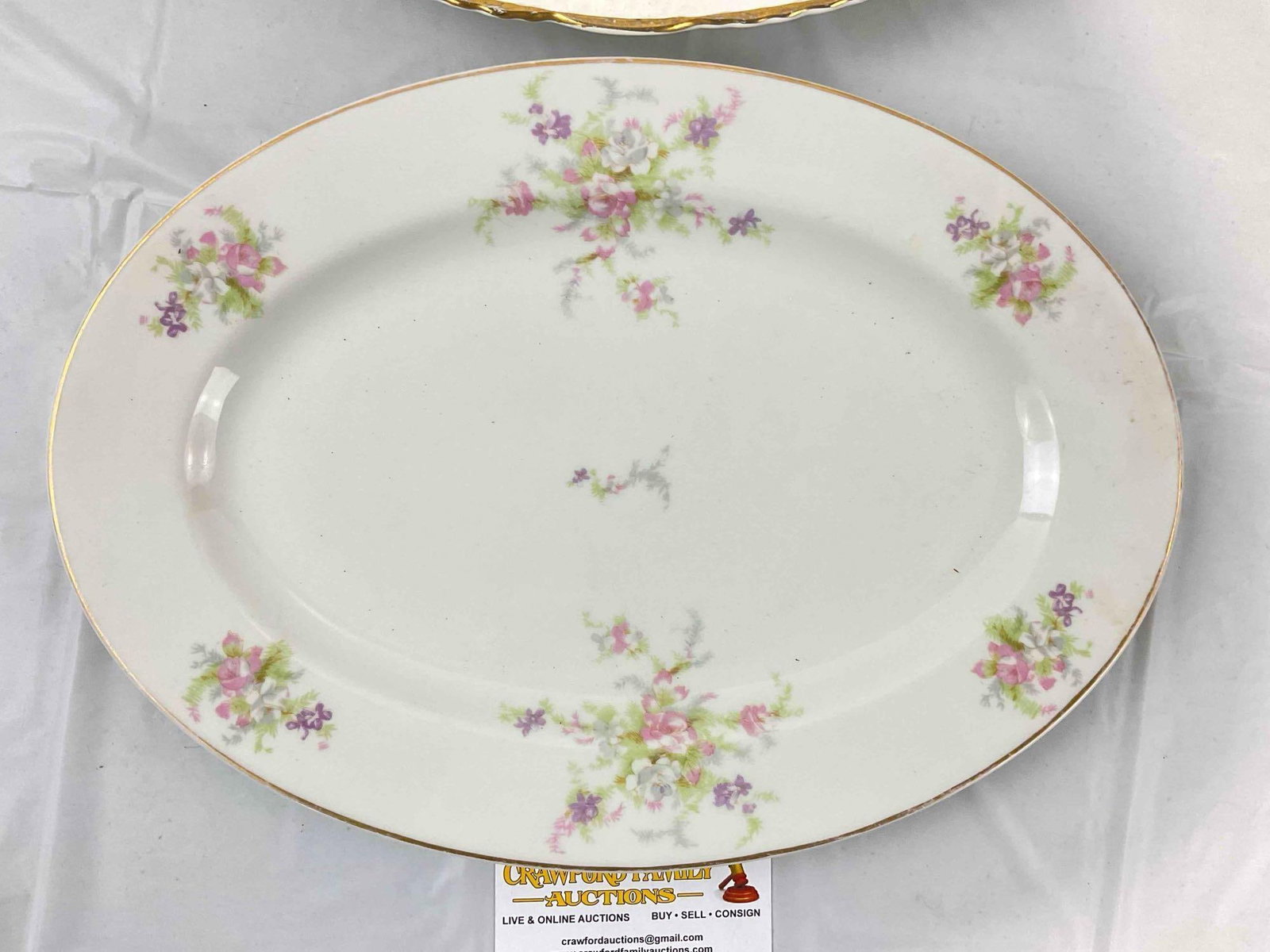 2 pcs Vintage Oval Ceramic Serving Platter Trays, incl. Pope-Gosser & Jackson. Very Good Cond. - 5