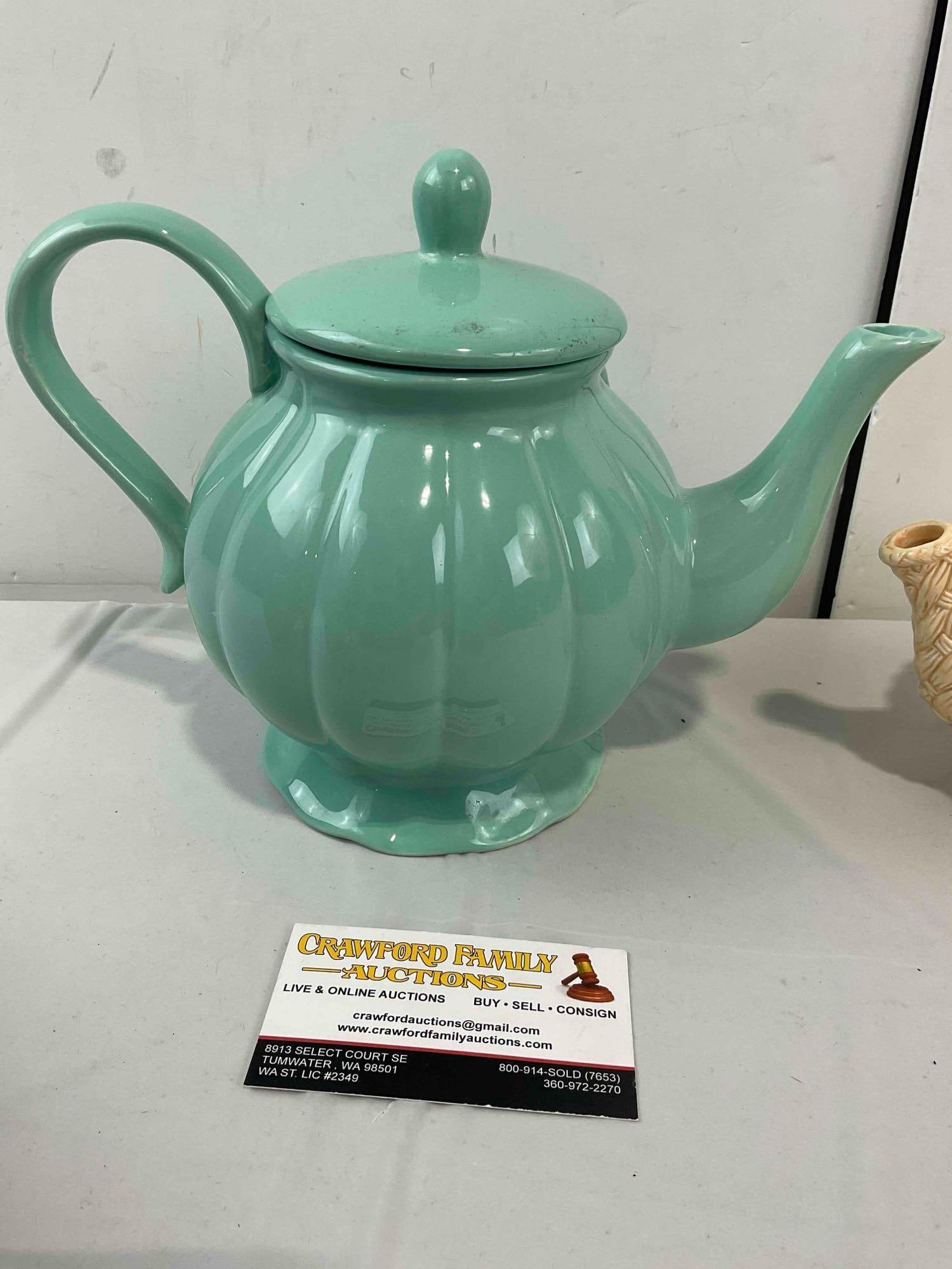 3 pcs Charming Modern Ceramic Teapots, incl. Tracy Porter & Long Rich. Very Good Condition. - 6