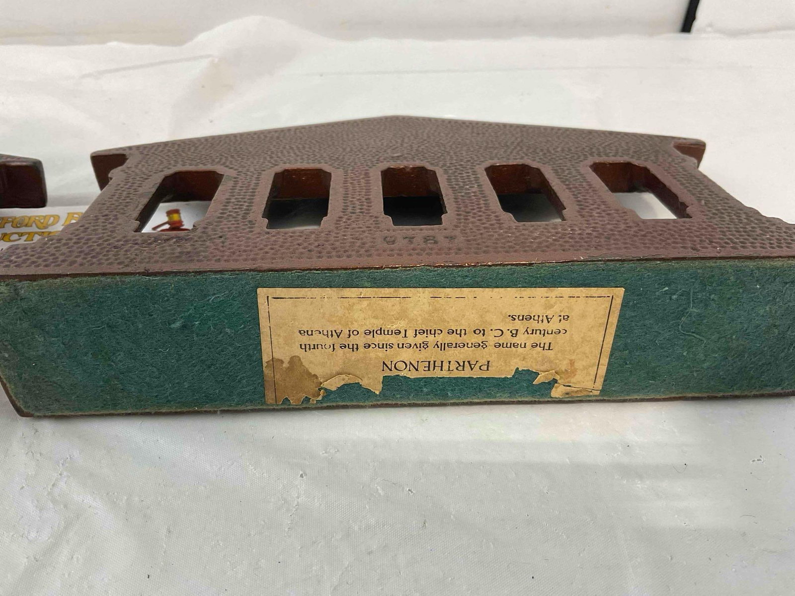 Pair of Vintage Cast Iron w/ Bronze Finish Parthenon Temple Bookends. Excellent Condition. - 5
