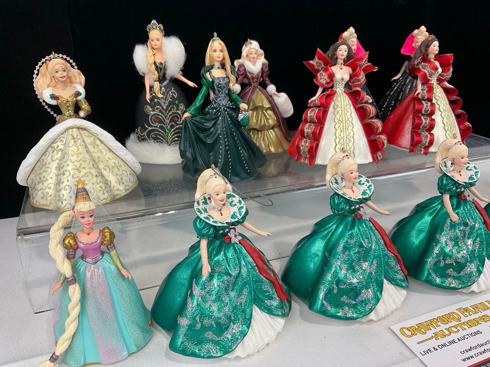 14 Vintage Holiday Barbie Ornaments, 1994-2005, Mattel & Hallmark, 8 patterns - 2