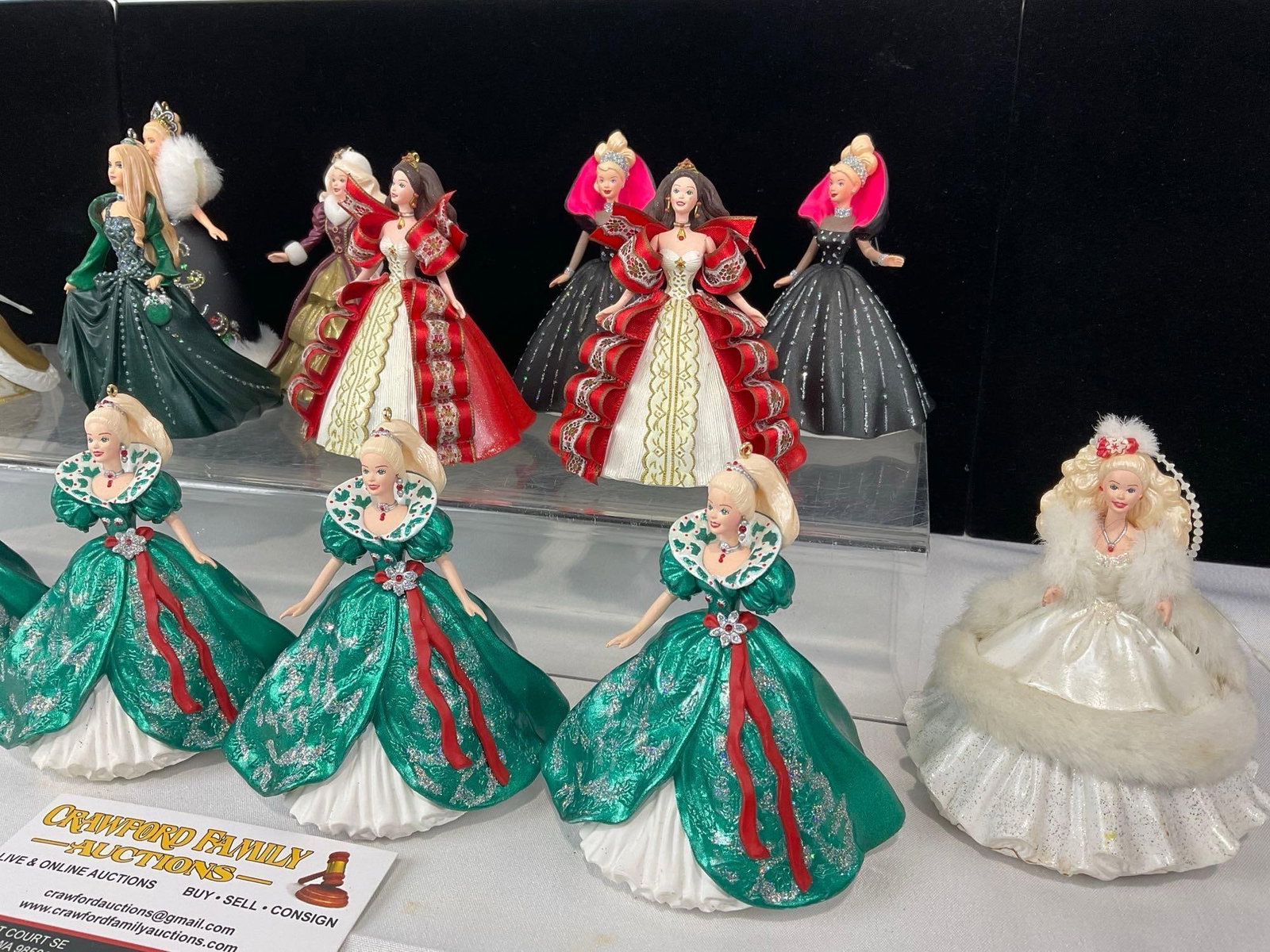14 Vintage Holiday Barbie Ornaments, 1994-2005, Mattel & Hallmark, 8 patterns - 3