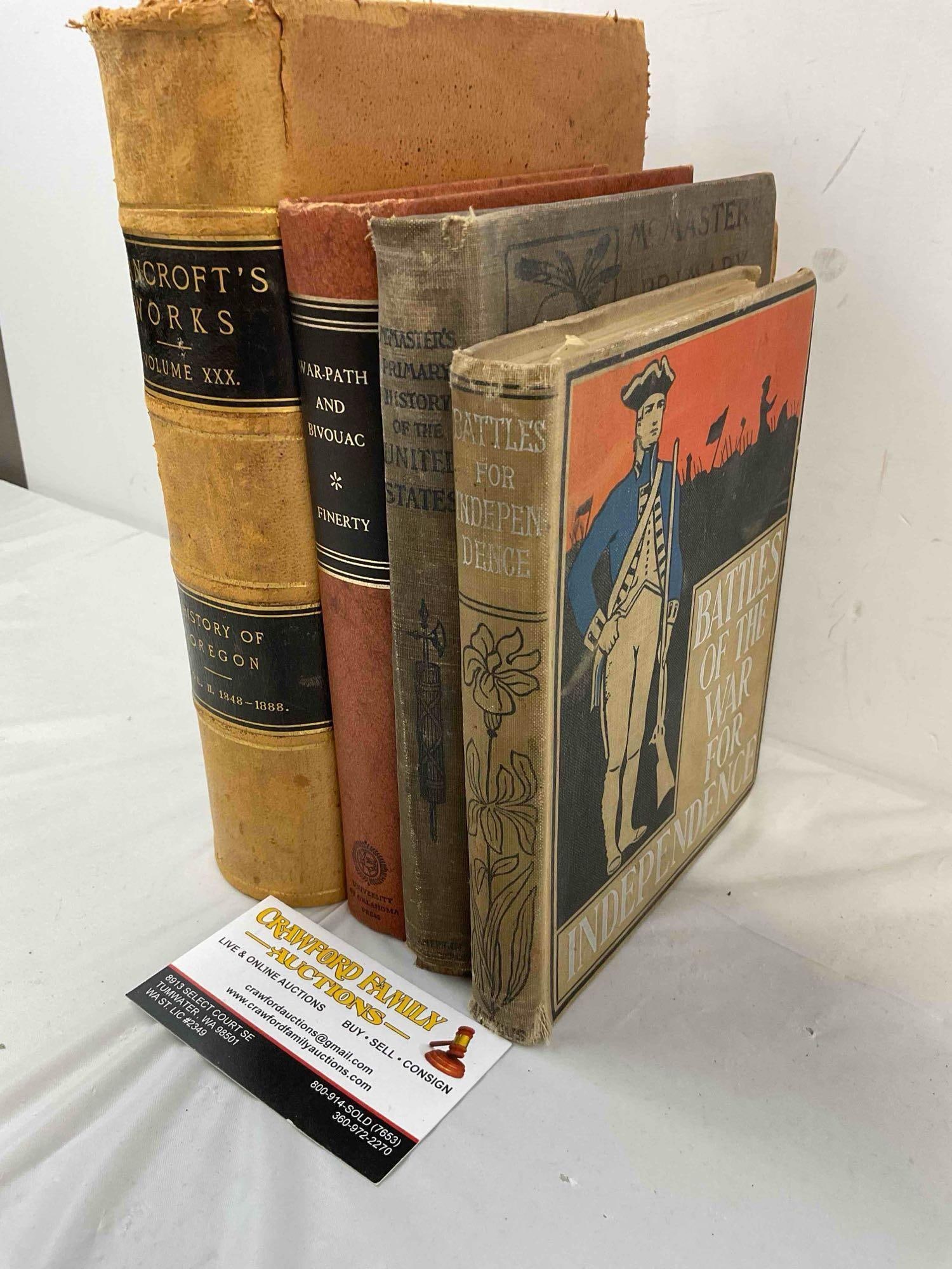 4 pcs Vintage Hardcover Books, incl. "Bancroft's Works Volume XXX" & Much More! See pics. - 2