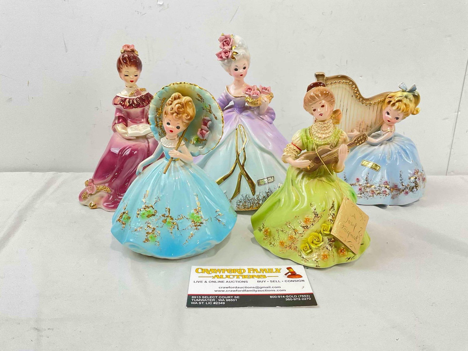 5 pcs Vintage Josef Originals Ceramic Lady Figurines, incl. Robin & Adeline. Good Condition. (1 of 8)
