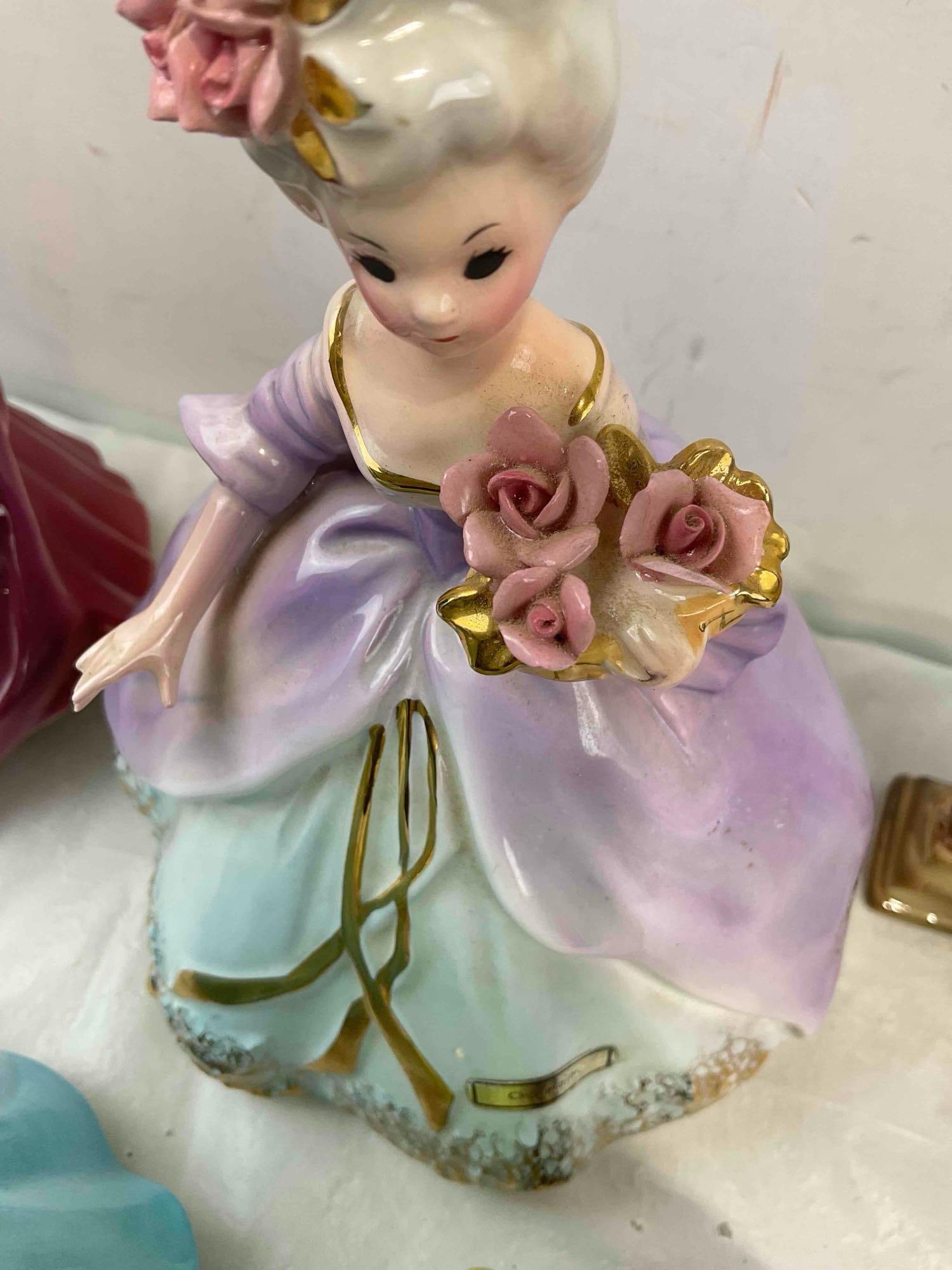 5 pcs Vintage Josef Originals Ceramic Lady Figurines, incl. Robin & Adeline. Good Condition. - 4