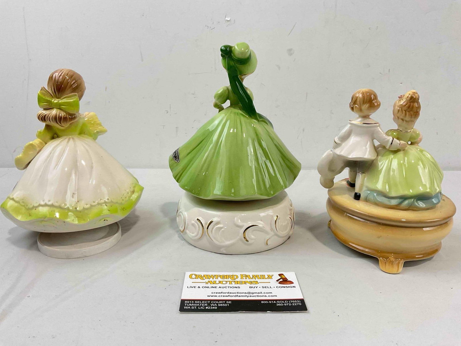 3 pcs Vintage Josef Originals Ceramic Lady Figurine Music Boxes. Fair Condition. See pics. - 4