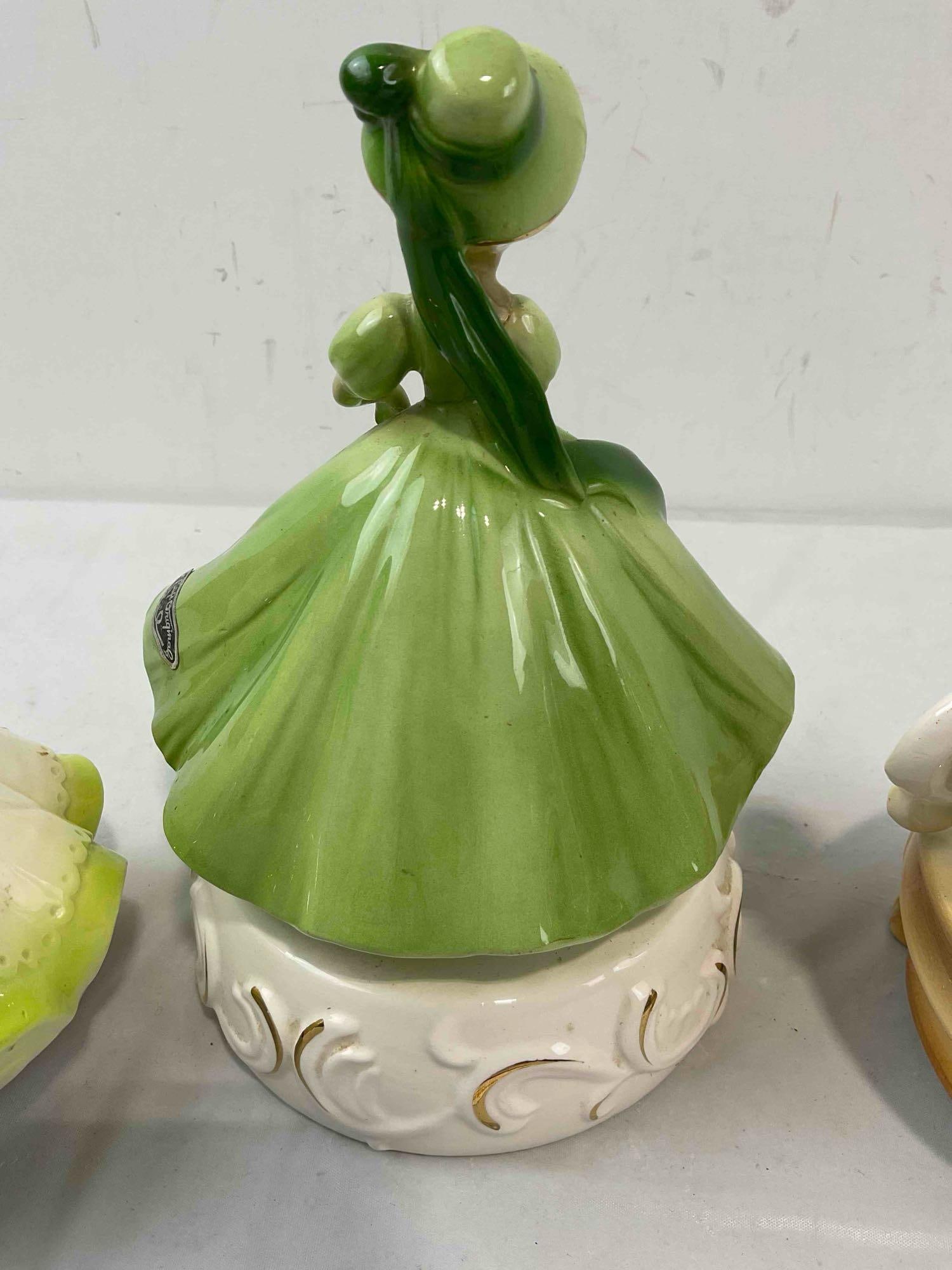 3 pcs Vintage Josef Originals Ceramic Lady Figurine Music Boxes. Fair Condition. See pics. - 6