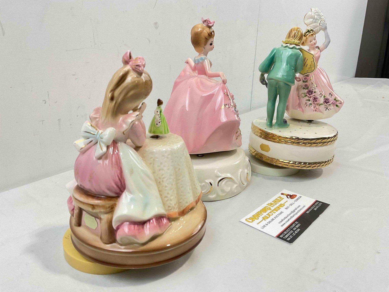 3 pcs Vintage Josef Originals Ceramic Figural Music Boxes, incl. Happy Birthday & More! See pics. - 3