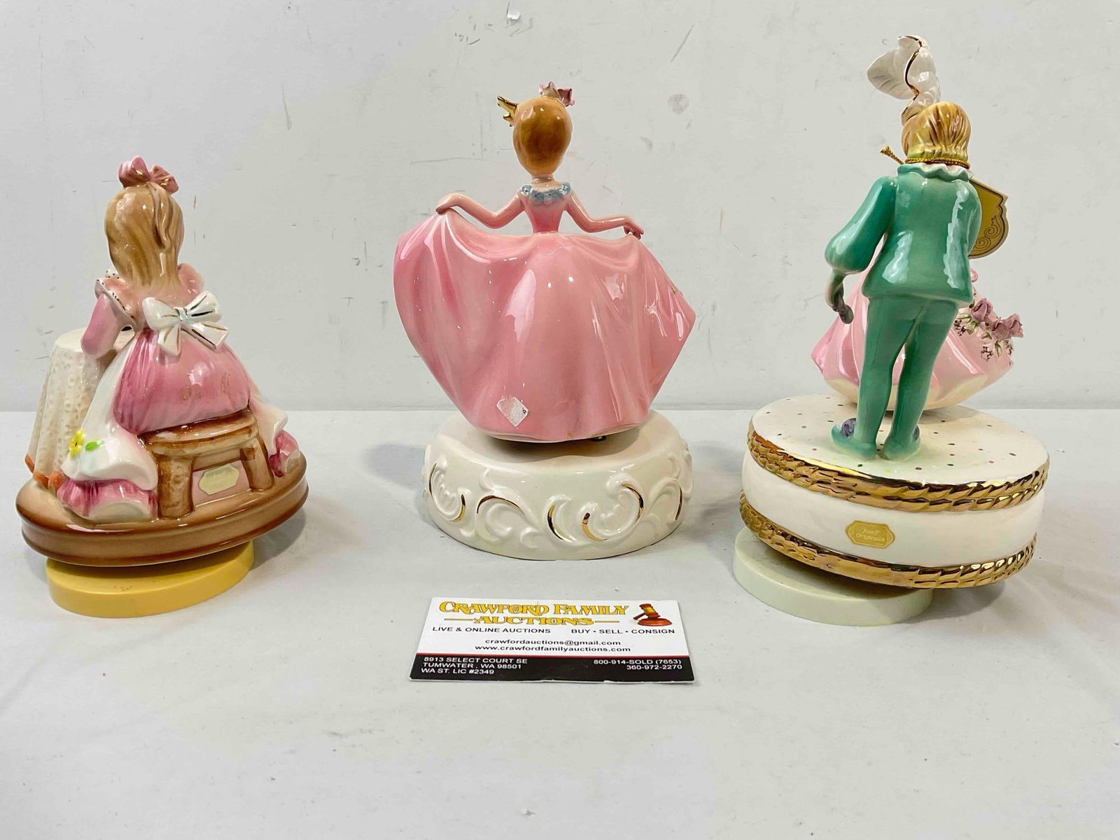 3 pcs Vintage Josef Originals Ceramic Figural Music Boxes, incl. Happy Birthday & More! See pics. - 4