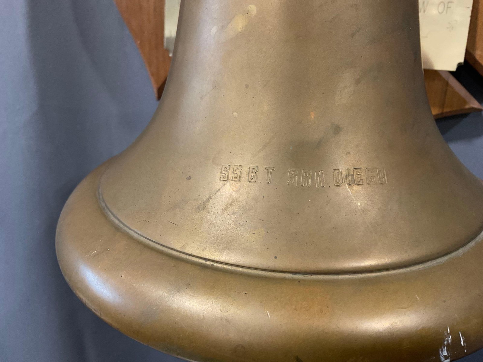 Vintage 1986 Wall Mounted Naval Brass Bell, w/brass plaque, 13h x 13w x 11d inches - 2