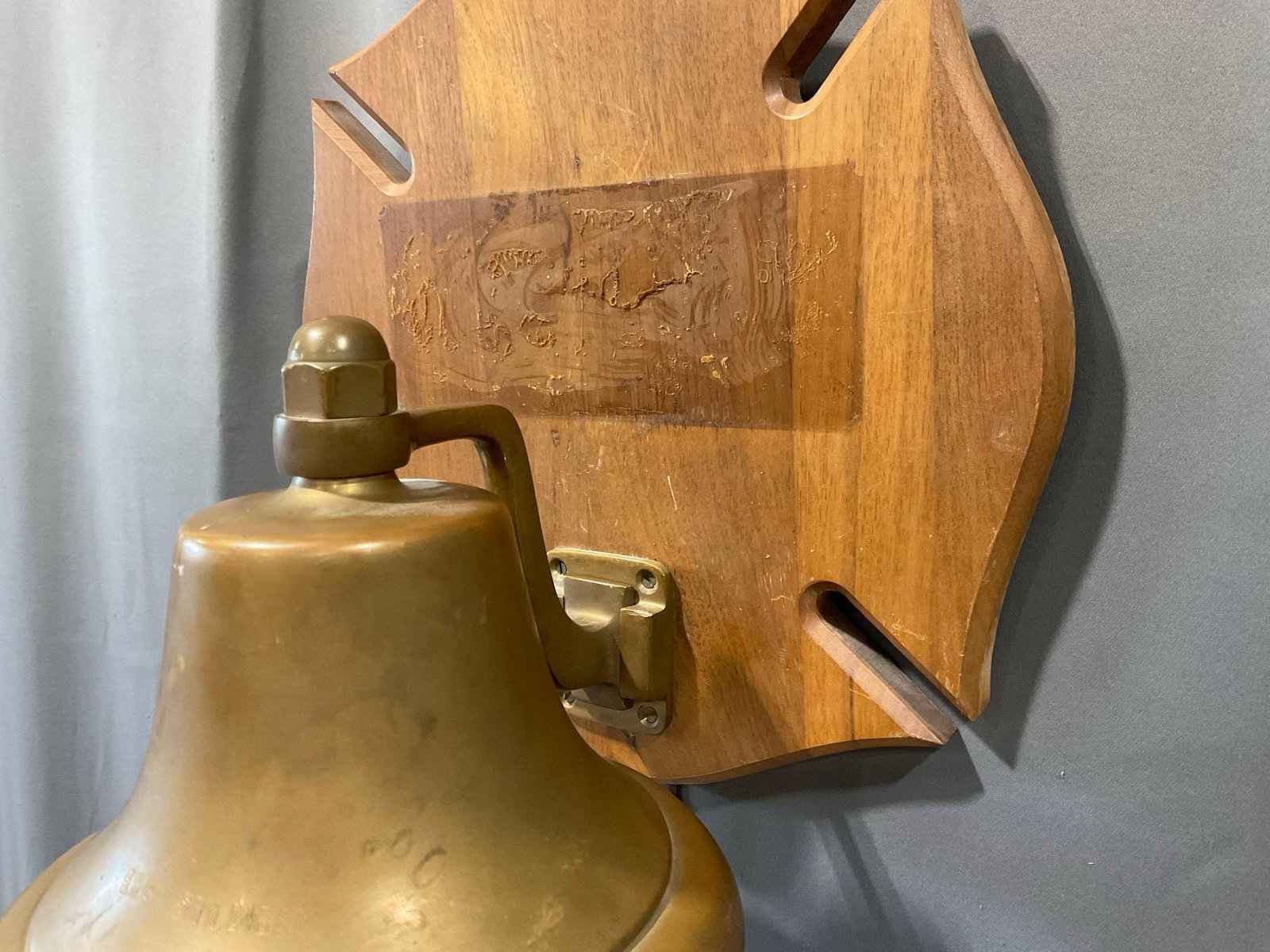 Vintage 1986 Wall Mounted Naval Brass Bell, w/brass plaque, 13h x 13w x 11d inches - 4