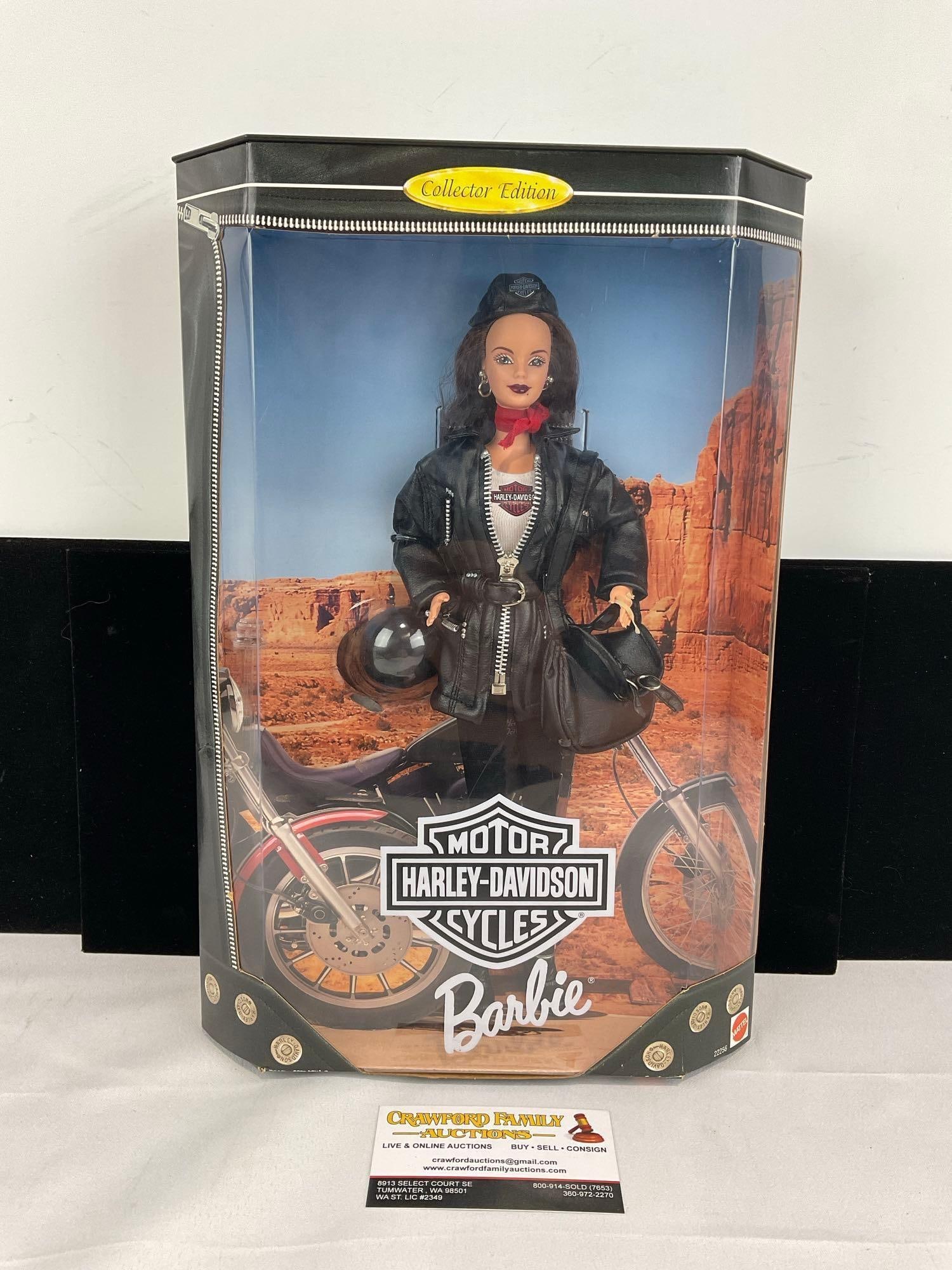 Vintage 1998 Harley-Davidson Barbie Doll, in original packaging: Appears to be in good shape, some shelf wear on the packaging. The piece measures approx 14h x 10w x 4d inches. See pics. E-5940