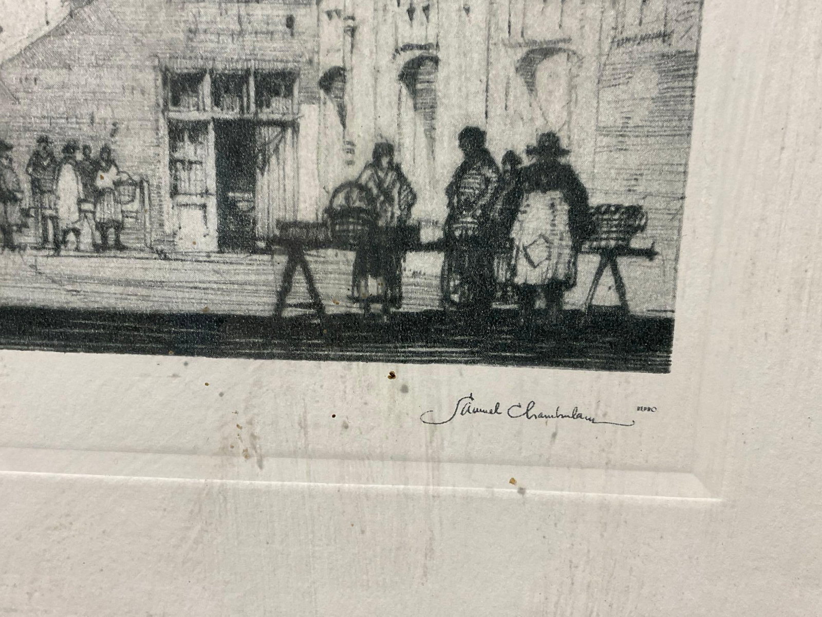 2 Vintage Etching Prints, Cour Du Marche - Bruges, & Church of St. Pierre both by Samuel Chamberl... - 4
