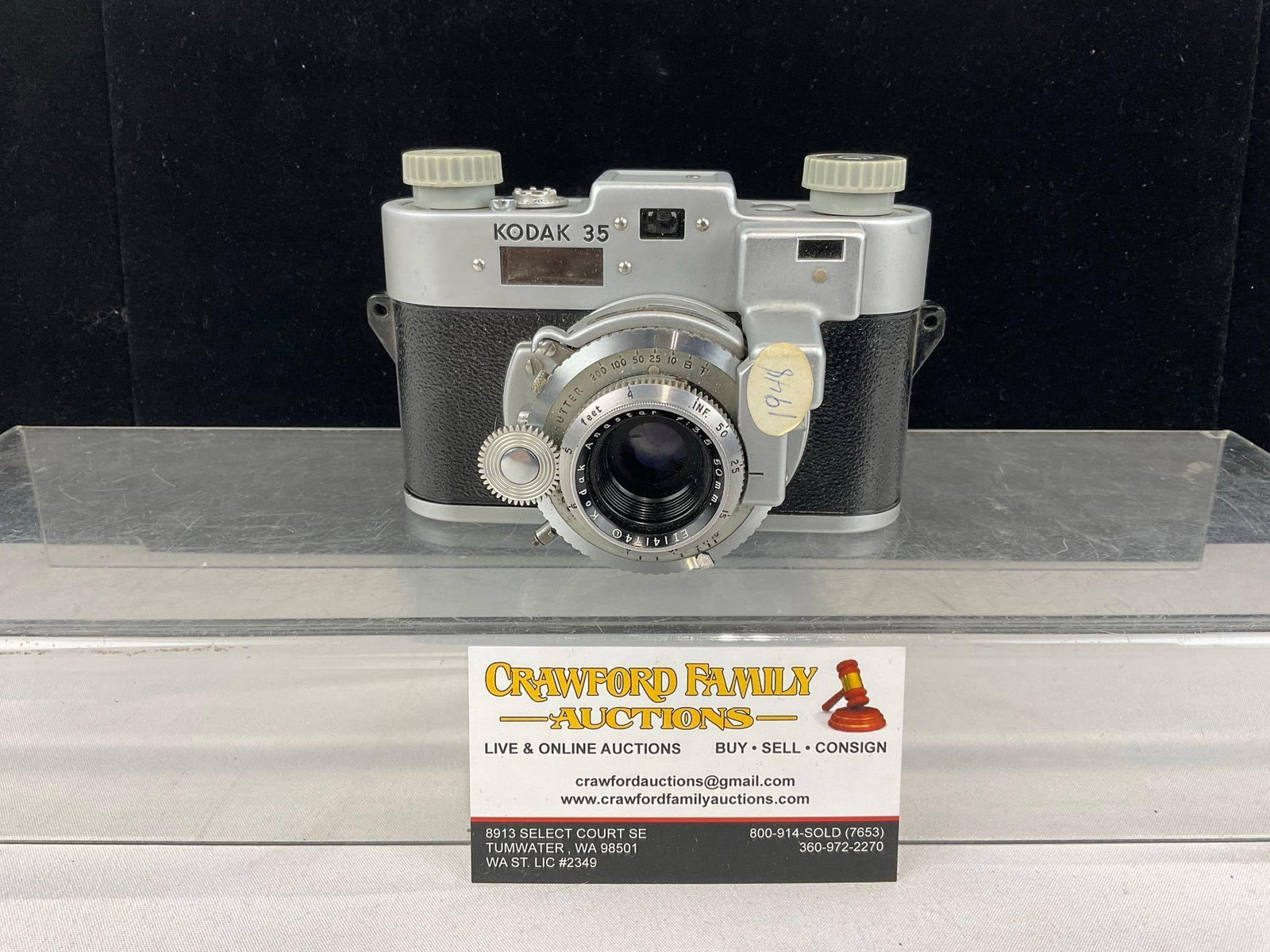 Kodak 35 Camera, w/Kodak Anastar F:3.5 50mm Lens: Appears to be in good shape. The piece measures approx 6h x 10w x 5d inches. See pics. E-5950