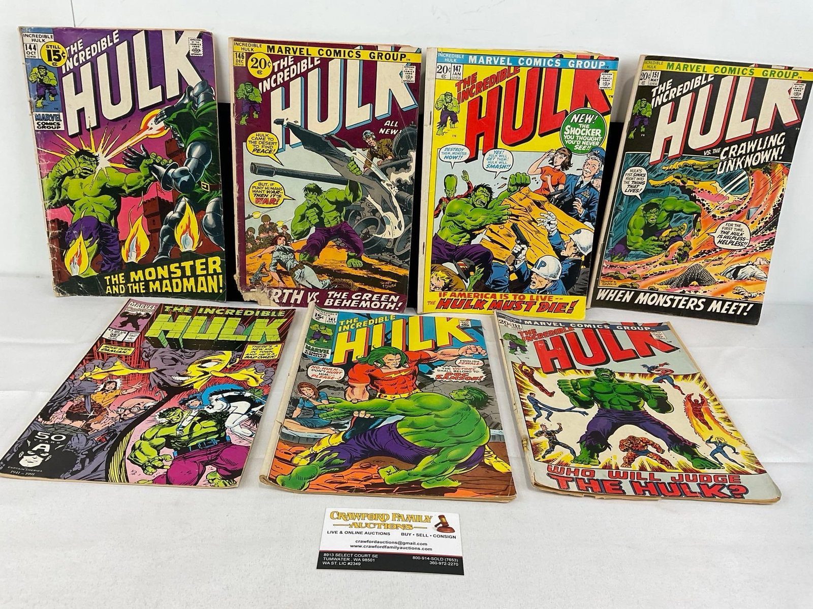 7 The Incredible Hulk Marvel Comics, Issues, 141, 144, 146, 147, 151, 152, & 387 (1 of 9)