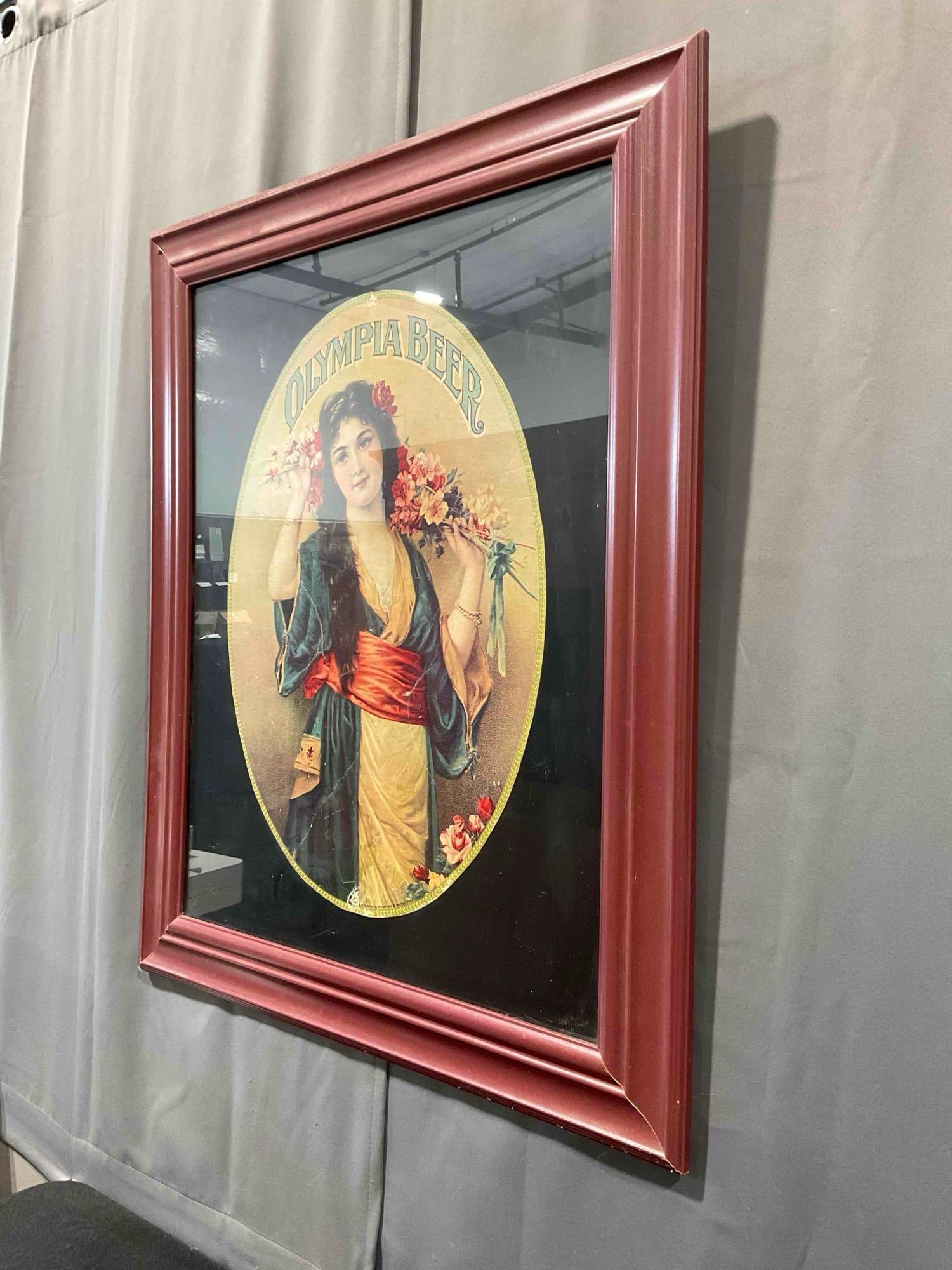Framed Antique Olympia Beer Advertisement Lithograph, Copyright 1905. Fair Condition. See pics. - 2