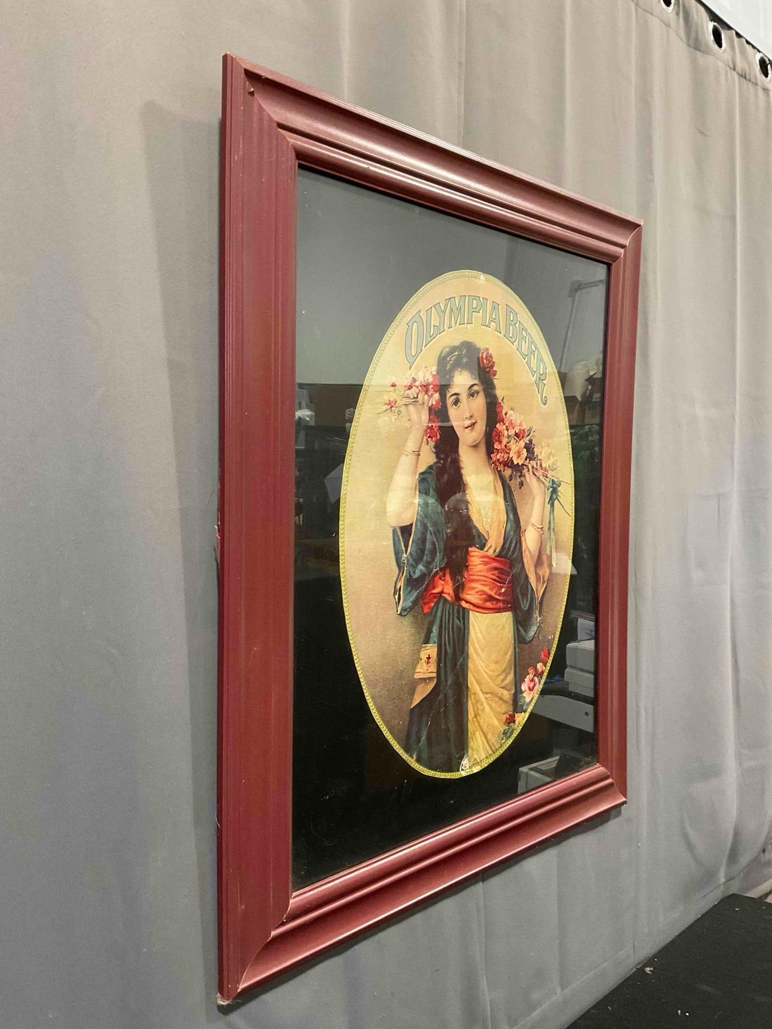 Framed Antique Olympia Beer Advertisement Lithograph, Copyright 1905. Fair Condition. See pics. - 3