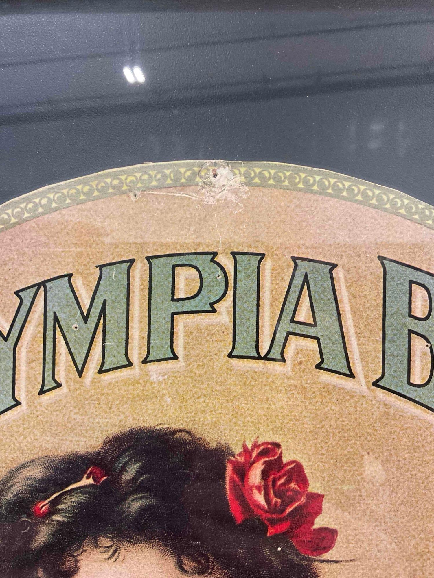 Framed Antique Olympia Beer Advertisement Lithograph, Copyright 1905. Fair Condition. See pics. - 4