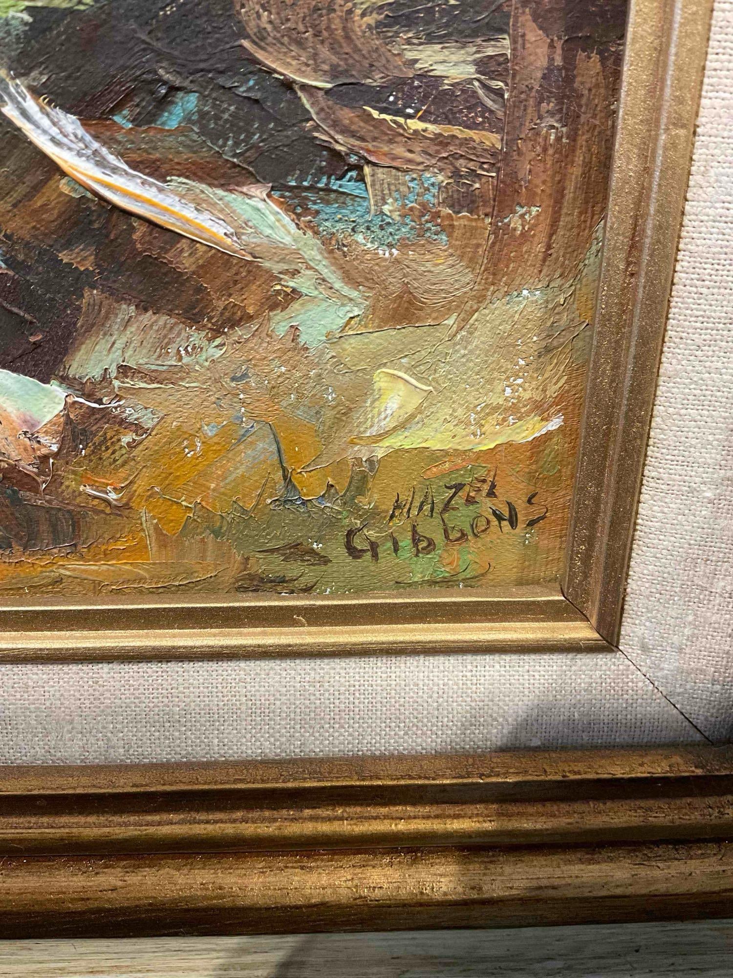 Vintage Framed Original Oil Painting of Mountain Lake, Signed by Artist Hazel Gibbons. See pics. - 4