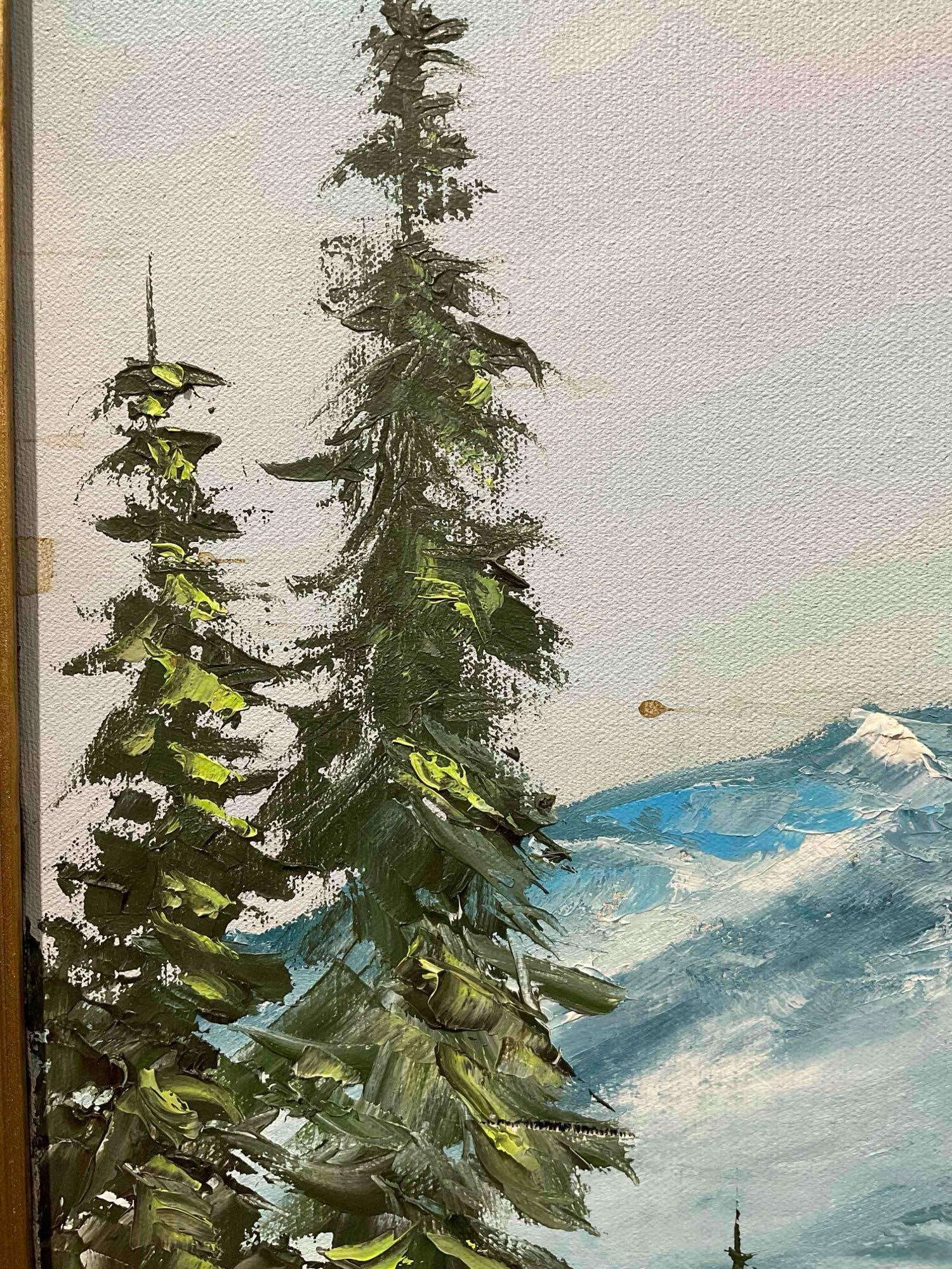 Vintage Framed Original Oil Painting of Mountain Lake, Signed by Artist Hazel Gibbons. See pics. - 6