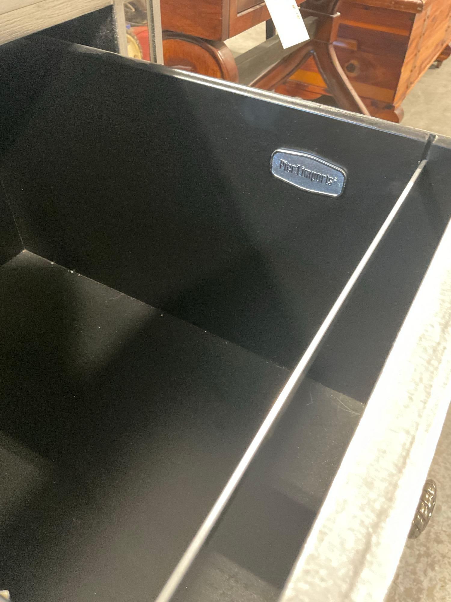 Modern Pier 1 Imports Mirrored silver writing / computer desk with additional glass top & tray - 5