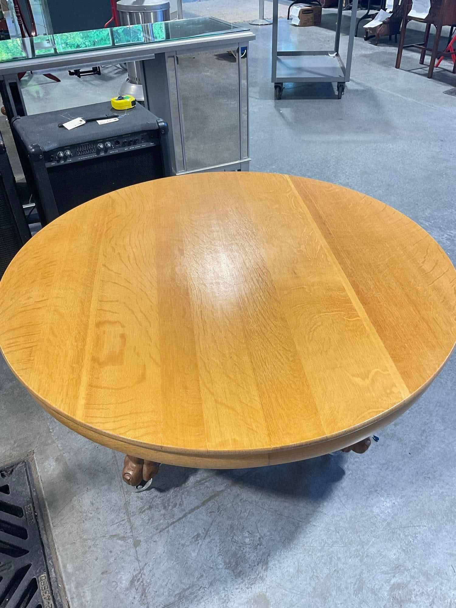 Antique Tiger oak light golden oak coffee table converted from a dining table in 1947 - 2