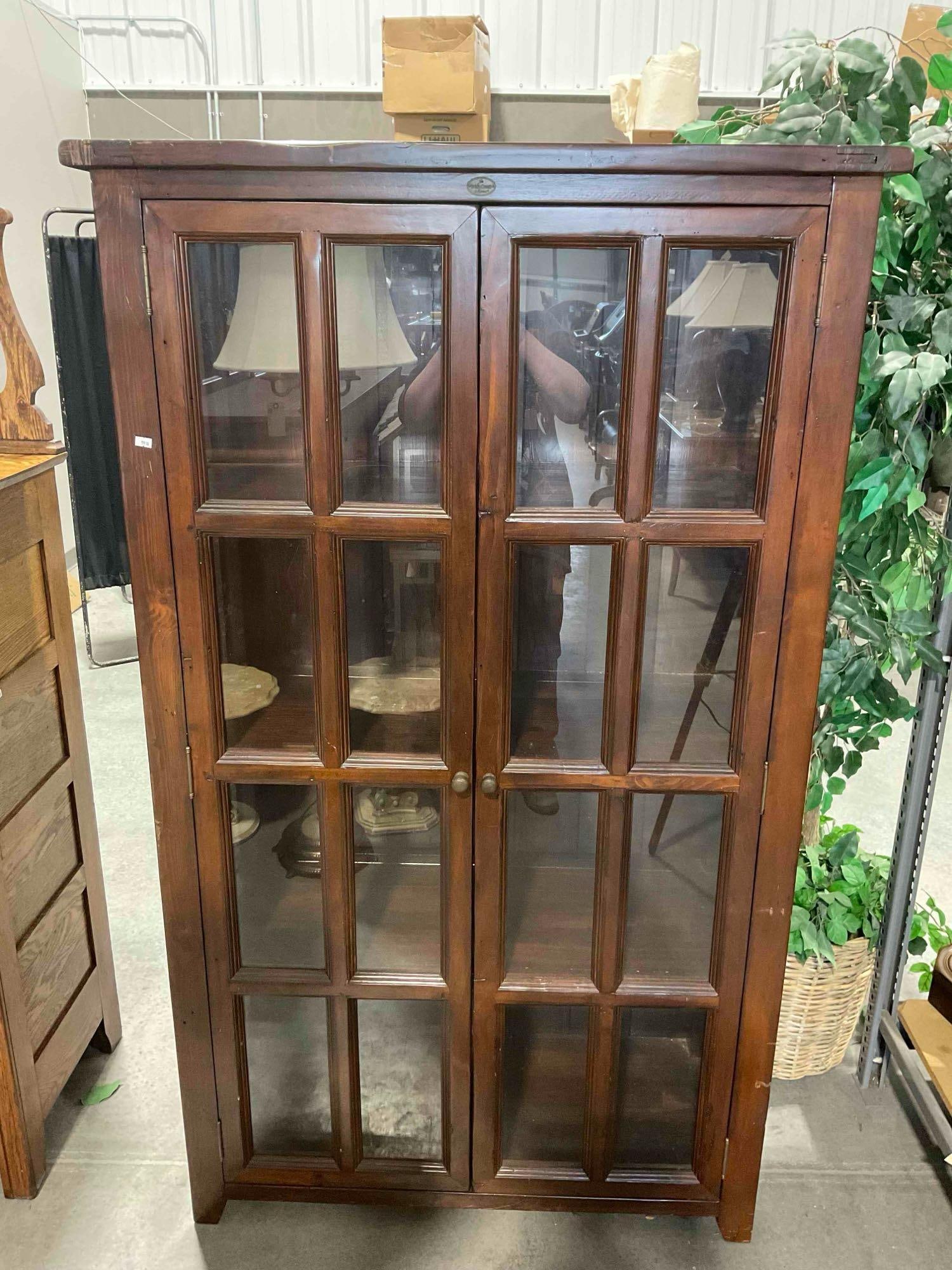 Irish Coast Collection Rustic Reclaimed Wood Glass Fronted China Hutch w/ Four Shelves.: Irish Coast Collection Rustic Reclaimed Wood Glass Fronted China Hutch w/ Four Shelves. Handsome piece, minor wear indicative of age and use, condition is otherwise very good. Measures 40" x 17" x