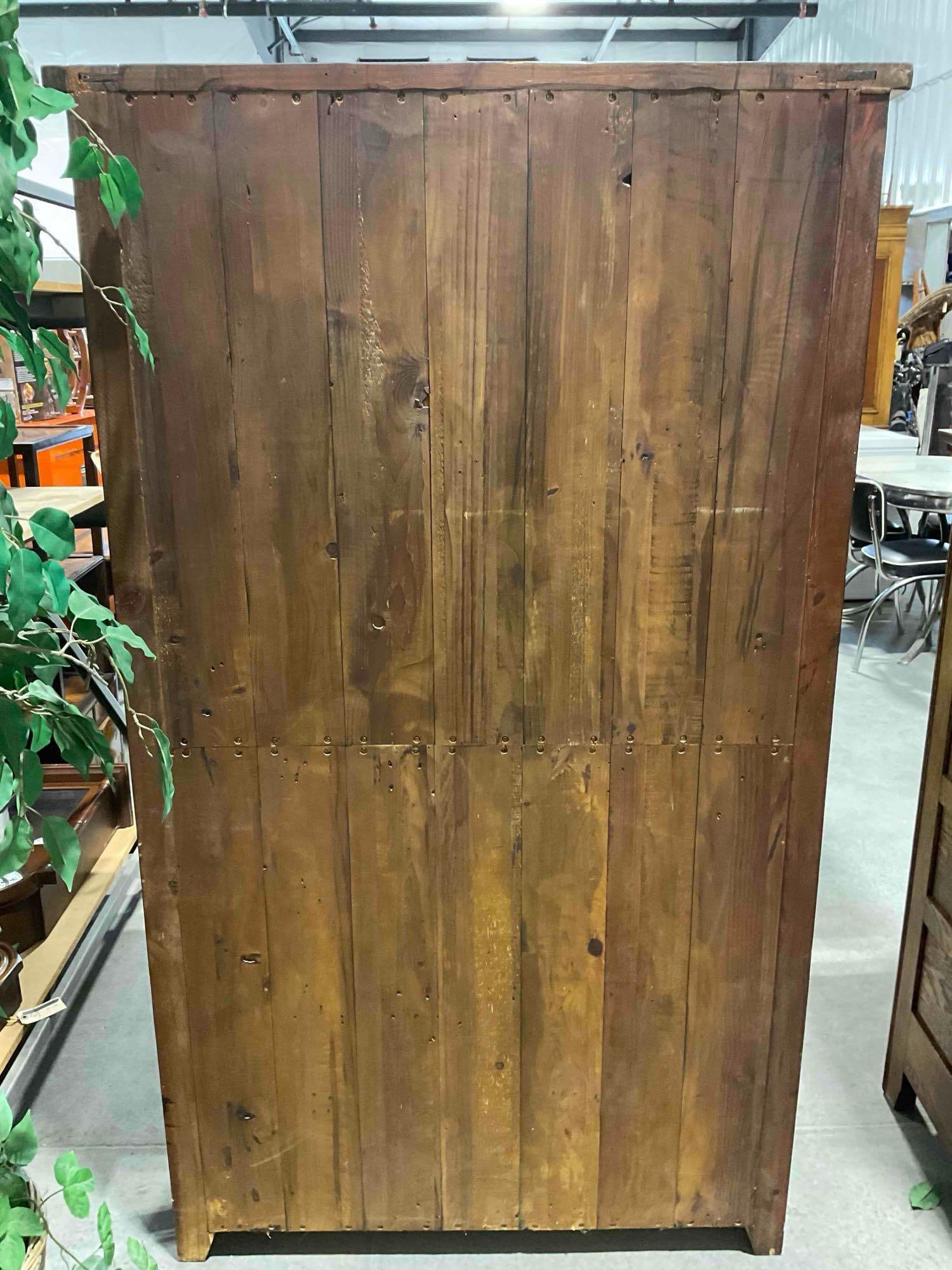 Irish Coast Collection Rustic Reclaimed Wood Glass Fronted China Hutch w/ Four Shelves. - 8
