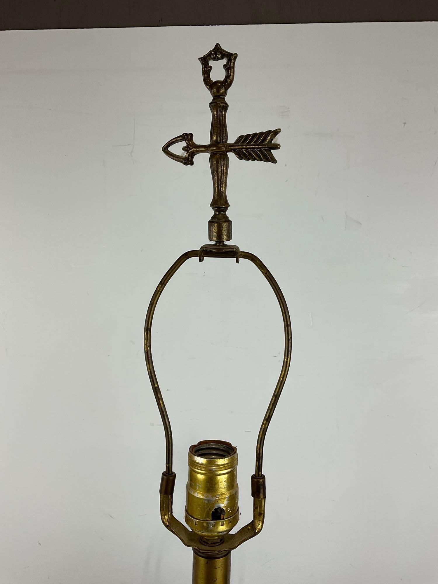 Vintage Nautical Block & Tackle Anchor Emblem Table Lamp, untested, 35h x 14w x 11d - 2