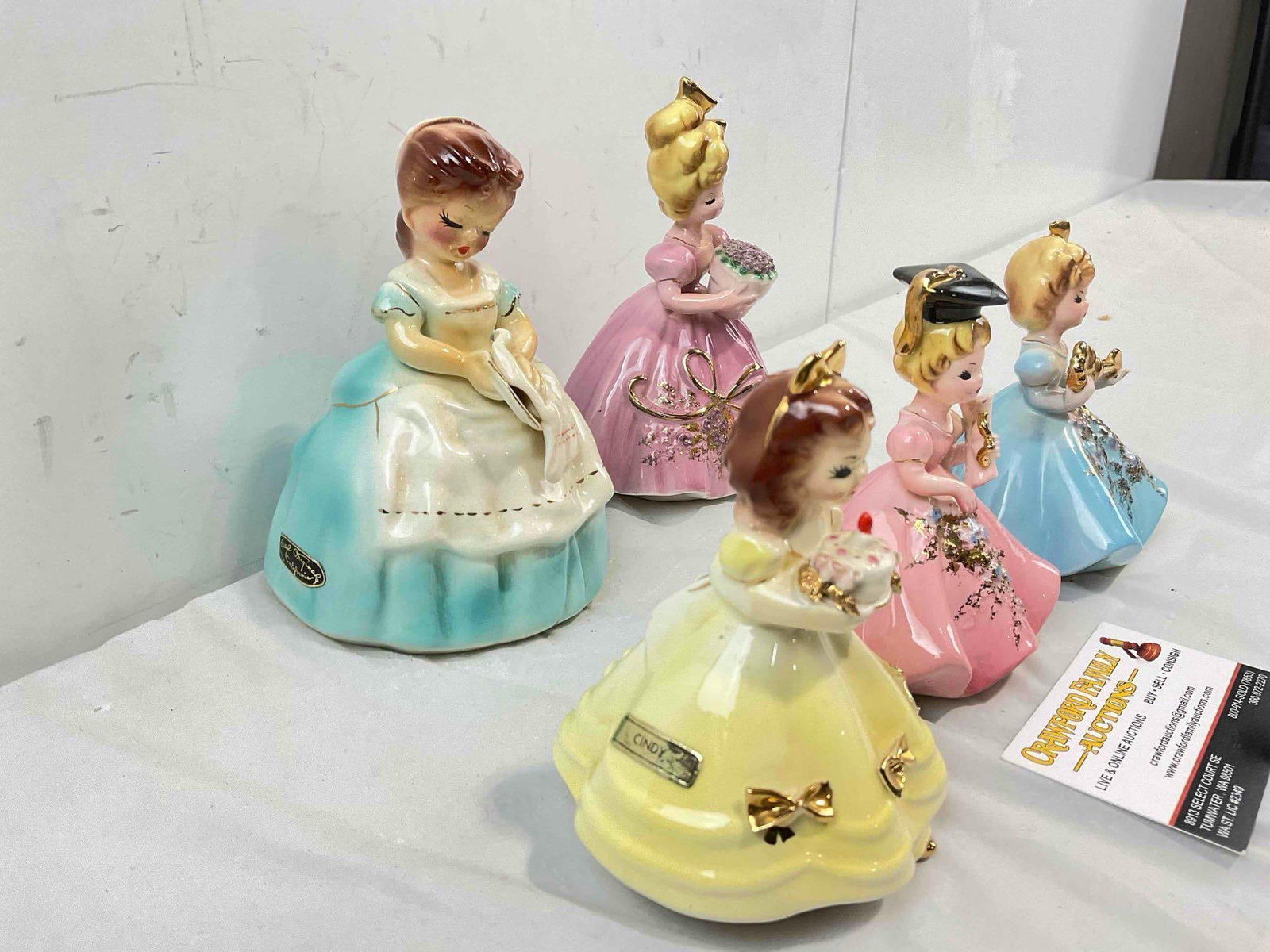 5 pcs Vintage Josef Originals Ceramic Lady Figurines, incl. Cindy & Kate. Good Condition. See pics. - 2