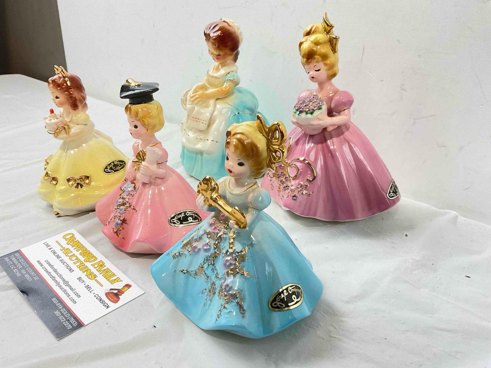 5 pcs Vintage Josef Originals Ceramic Lady Figurines, incl. Cindy & Kate. Good Condition. See pics. - 3