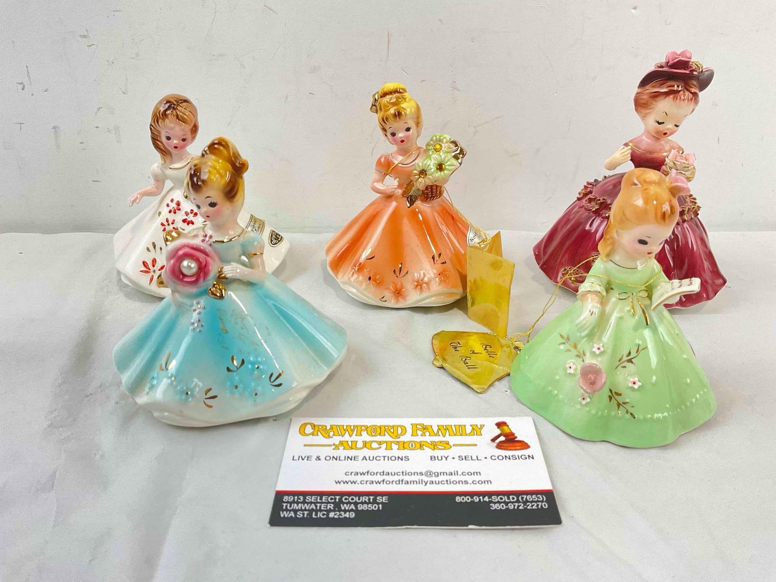 5 pcs Vintage Josef Original Ceramic Lady Figurines, incl. Birthstones for Nov., Dec. & More! (1 of 7)