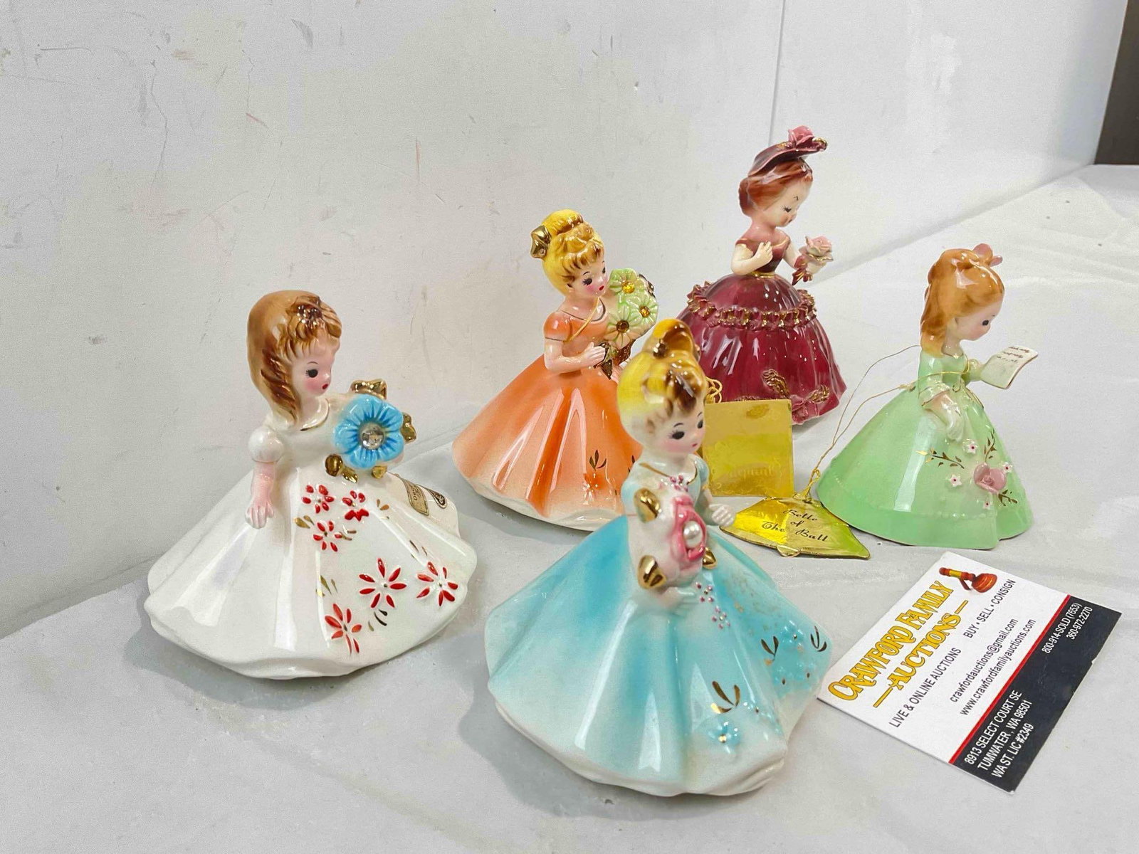 5 pcs Vintage Josef Original Ceramic Lady Figurines, incl. Birthstones for Nov., Dec. & More! - 3