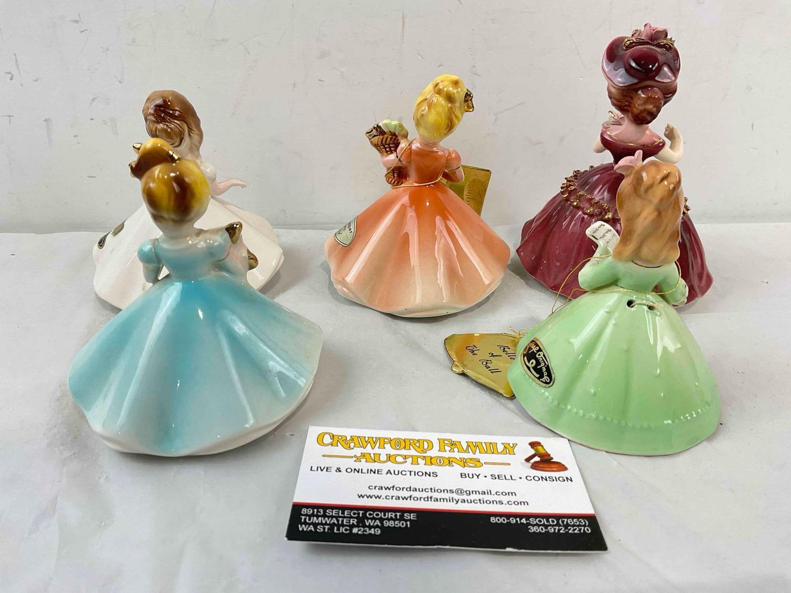 5 pcs Vintage Josef Original Ceramic Lady Figurines, incl. Birthstones for Nov., Dec. & More! - 5